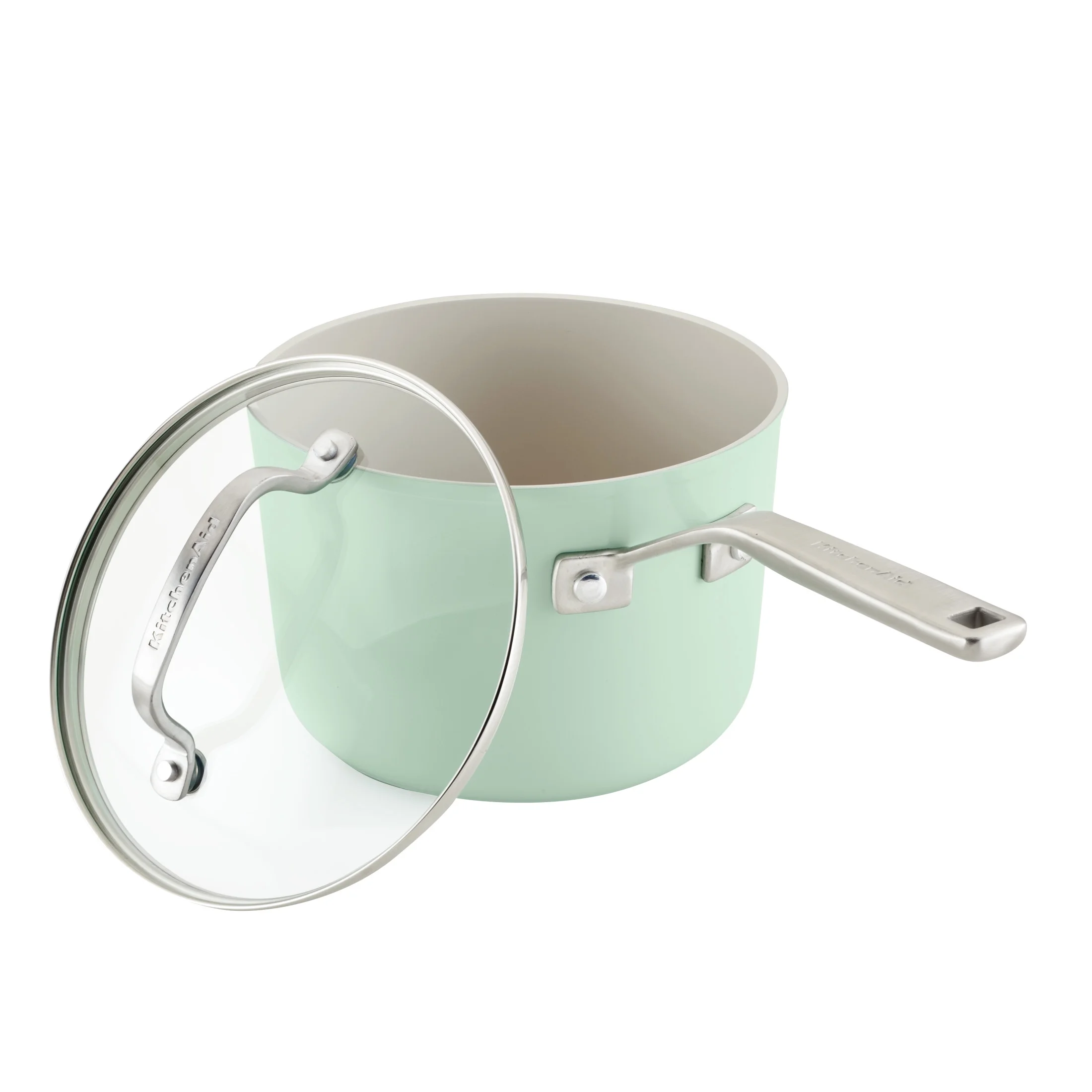 KitchenAid Hard Anodized 10 Pcs Ceramic Nonstick Cookware Pots and Pans Set, Oven Safe to 500��F, Pistachio