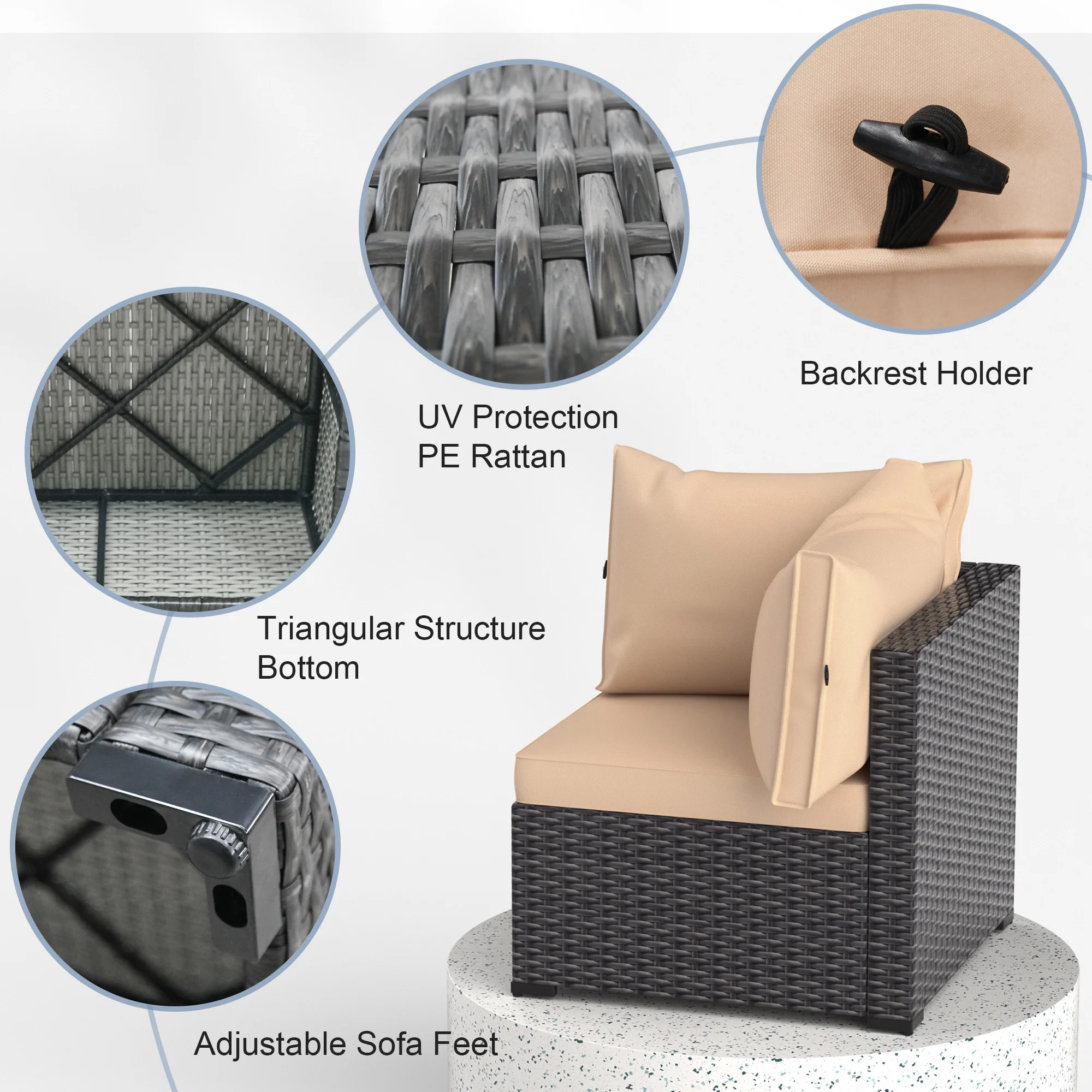 8 Piece Patio Furniture Set with 42