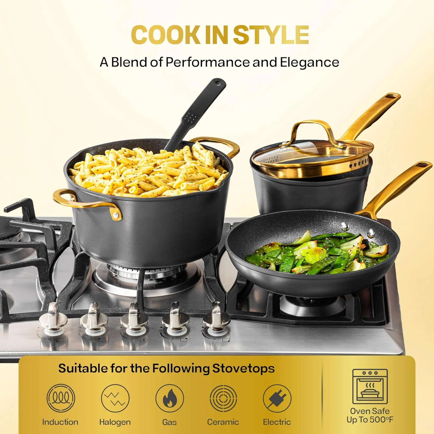 Granitestone Armor Max 20 Pc Hard Anodized Pots and Pans Set Non Stick, Induction Cookware Sets, Anodized Cookware Sets, Nonstick Cookware Set with Knife Set and Deep Fryer, Oven & Dishwasher Safe