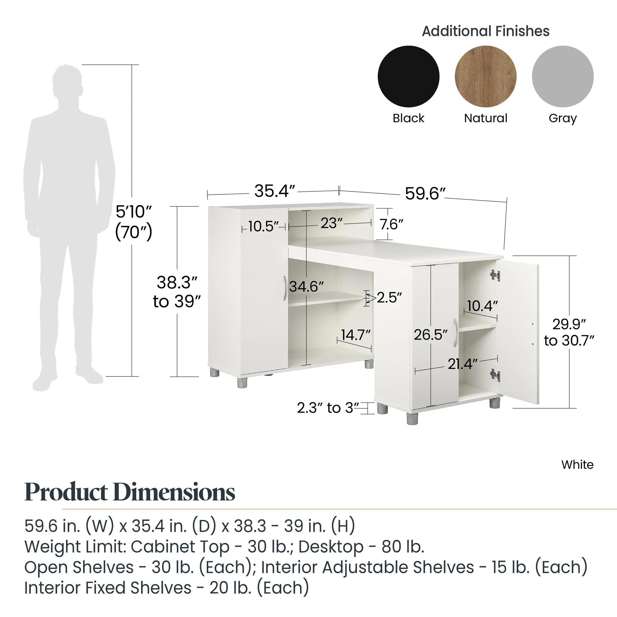 RealRooms Basin Hobby and Craft Desk with Storage, Natural