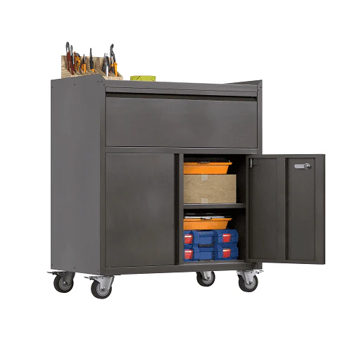 SUPEER Metal Rolling Garage Cabinet, 71'' Tall Industrial Storage Cabinet with Wheels and 4 Adjustable Shelves, Utility Filing Cabinet for Garage, Tool House, Assemble Required