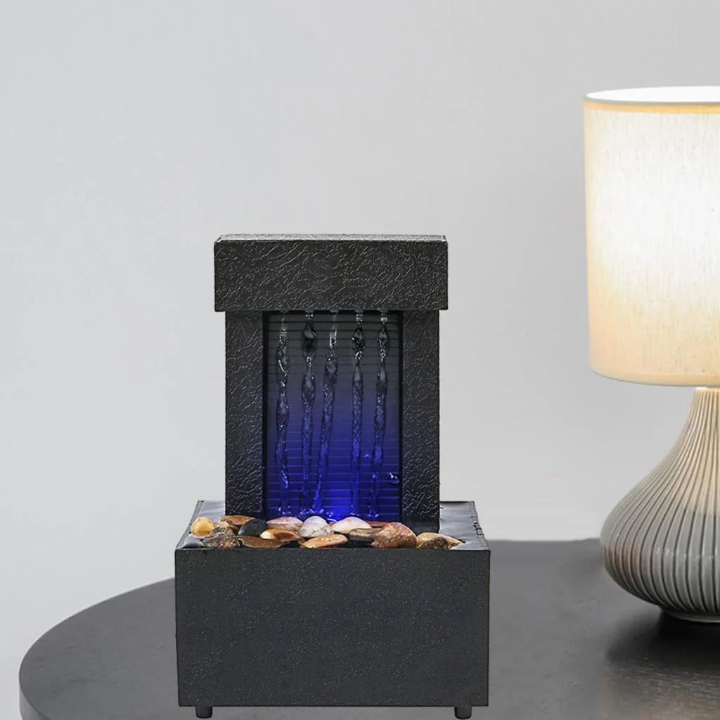 Desktop Waterfall Fountain USB/AA Battery Fengshui Water Fountain for Living Room Indoor Meditation Relaxation