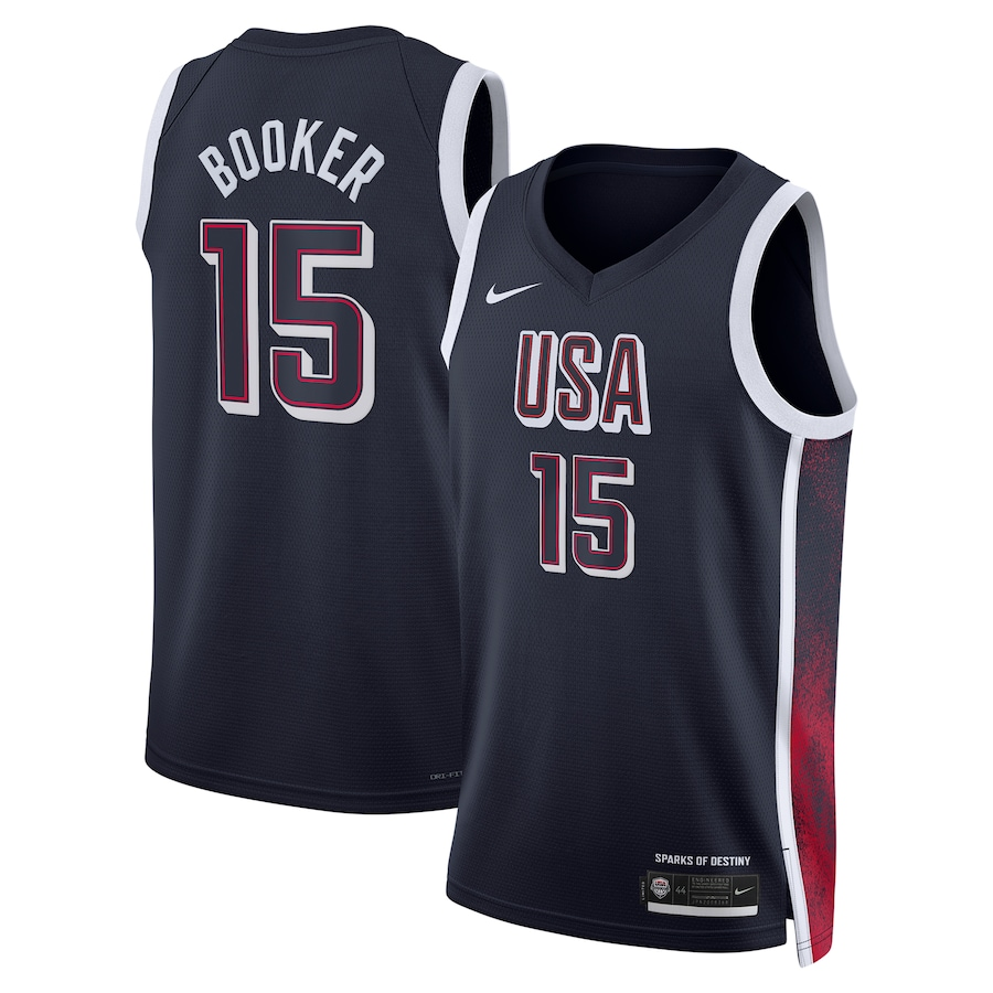 2024 Paris Olympic Games USA Dream Team #15 Devin Booker Hot Pressed Jersey