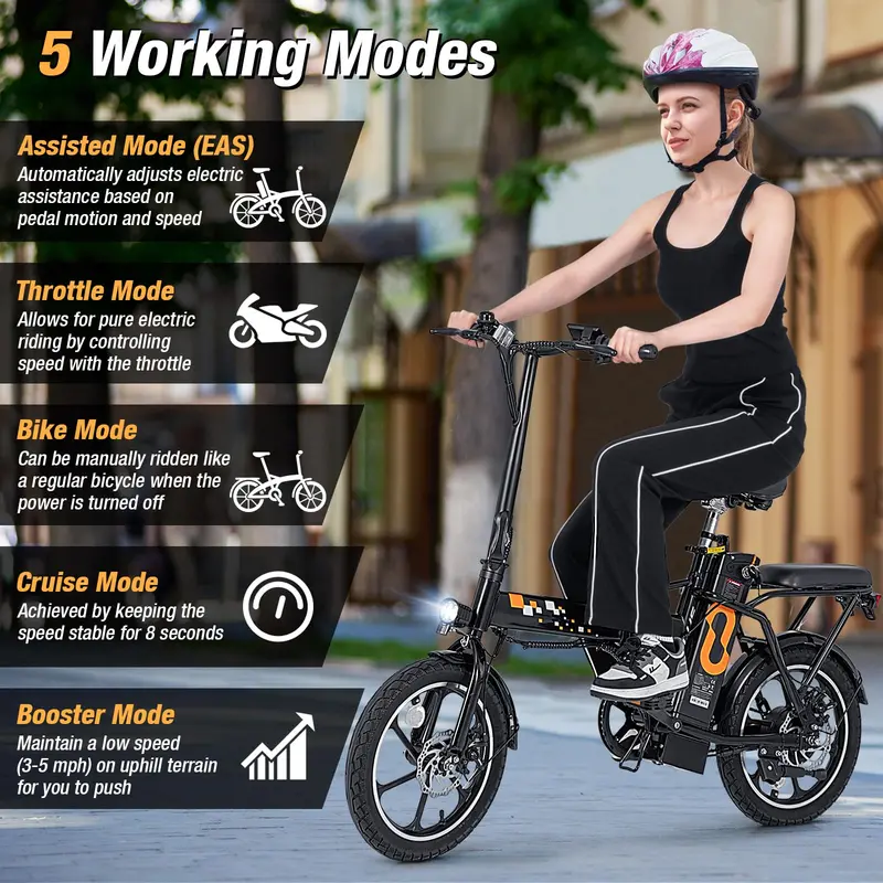 16-Inch Folding Electric Bike – 650W Brushless Motor. Removable 42V 10.4Ah Battery
