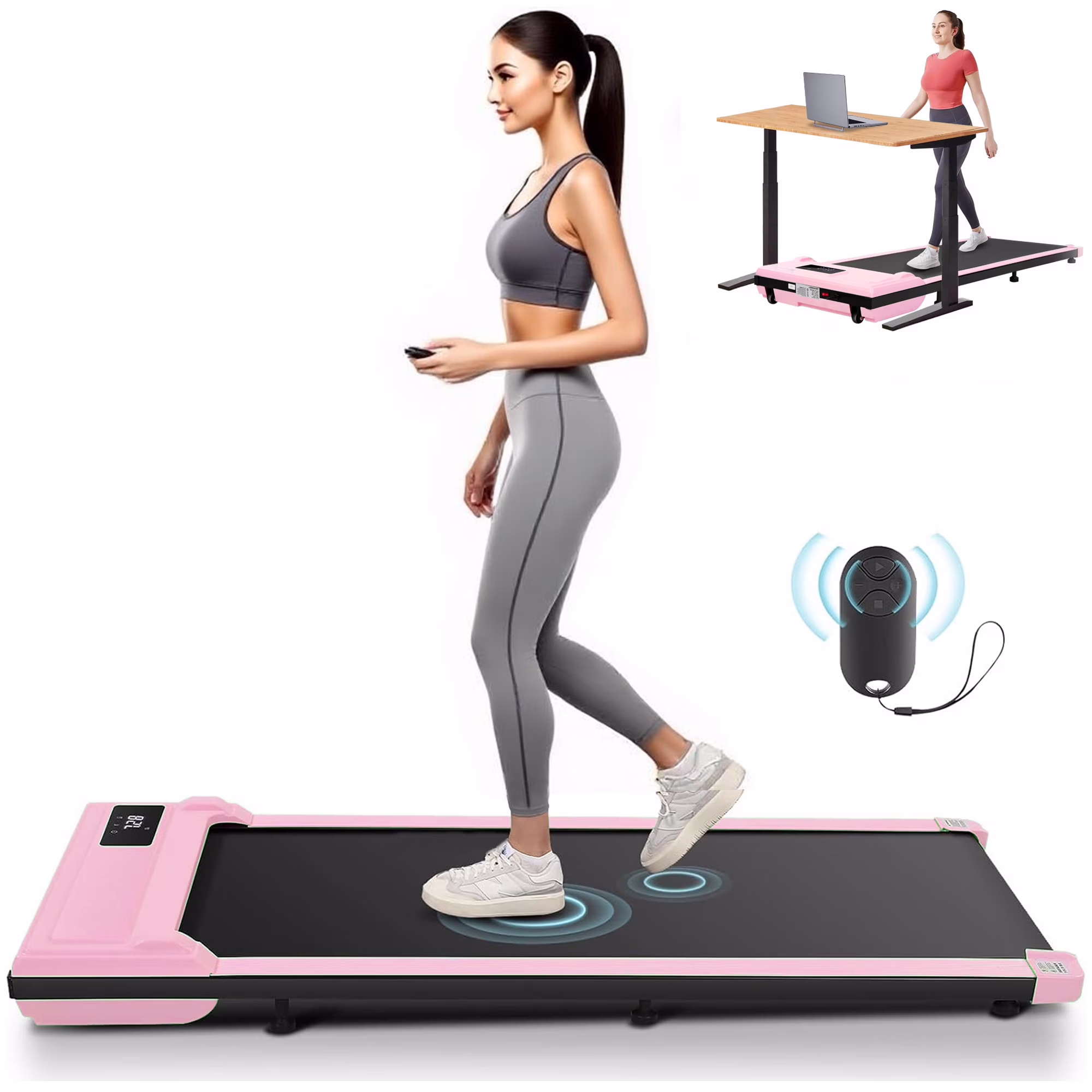 Walking Pad Treadmill, 2.5HP Under Desk Treadmill with Remote Control and LED Display, Portable Walking Treadmill for Home Office, Walking Jogging Machine with 300 lbs Weight Capacity