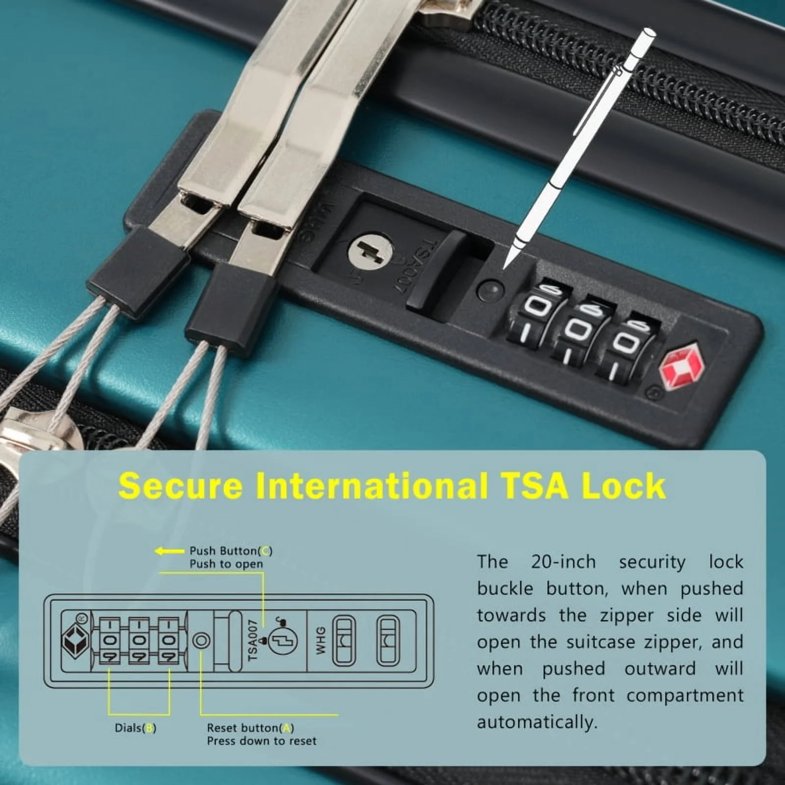 Front Opening Luggage Set 3 Piece, Hardside Carry on Suitcase with USB Port, Expandable Luggage with Handle Bag Spinner Wheels TSA Lock