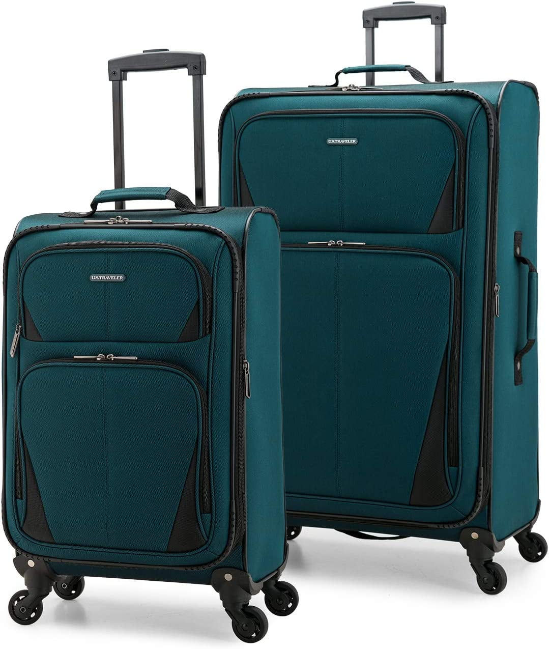 U.S. Traveler Aviron Bay Expandable Softside Luggage Set with Spinner Wheels, Navy, 2-Piece (23/31)