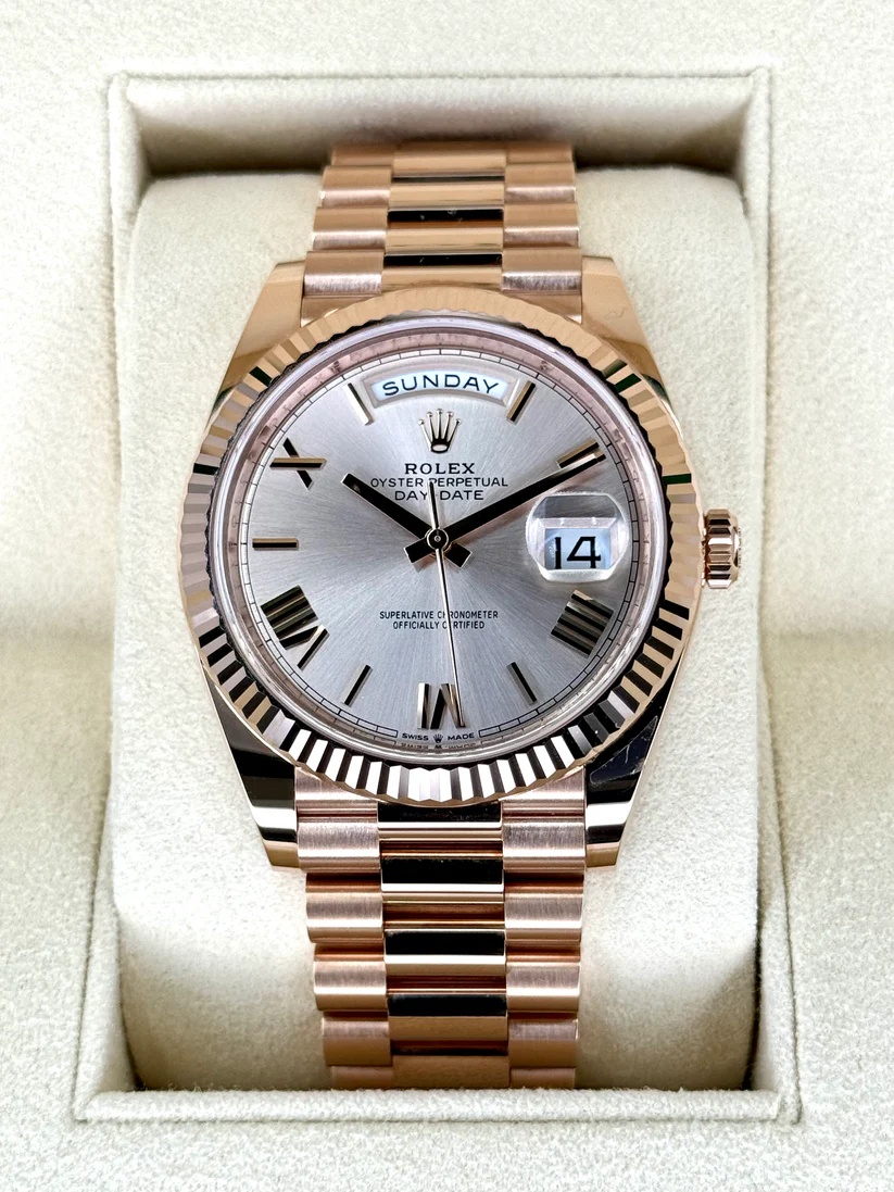 【Super Clone】RLX Day-Date President 40mm Everose Gold Sundust Roman Dial - 228235