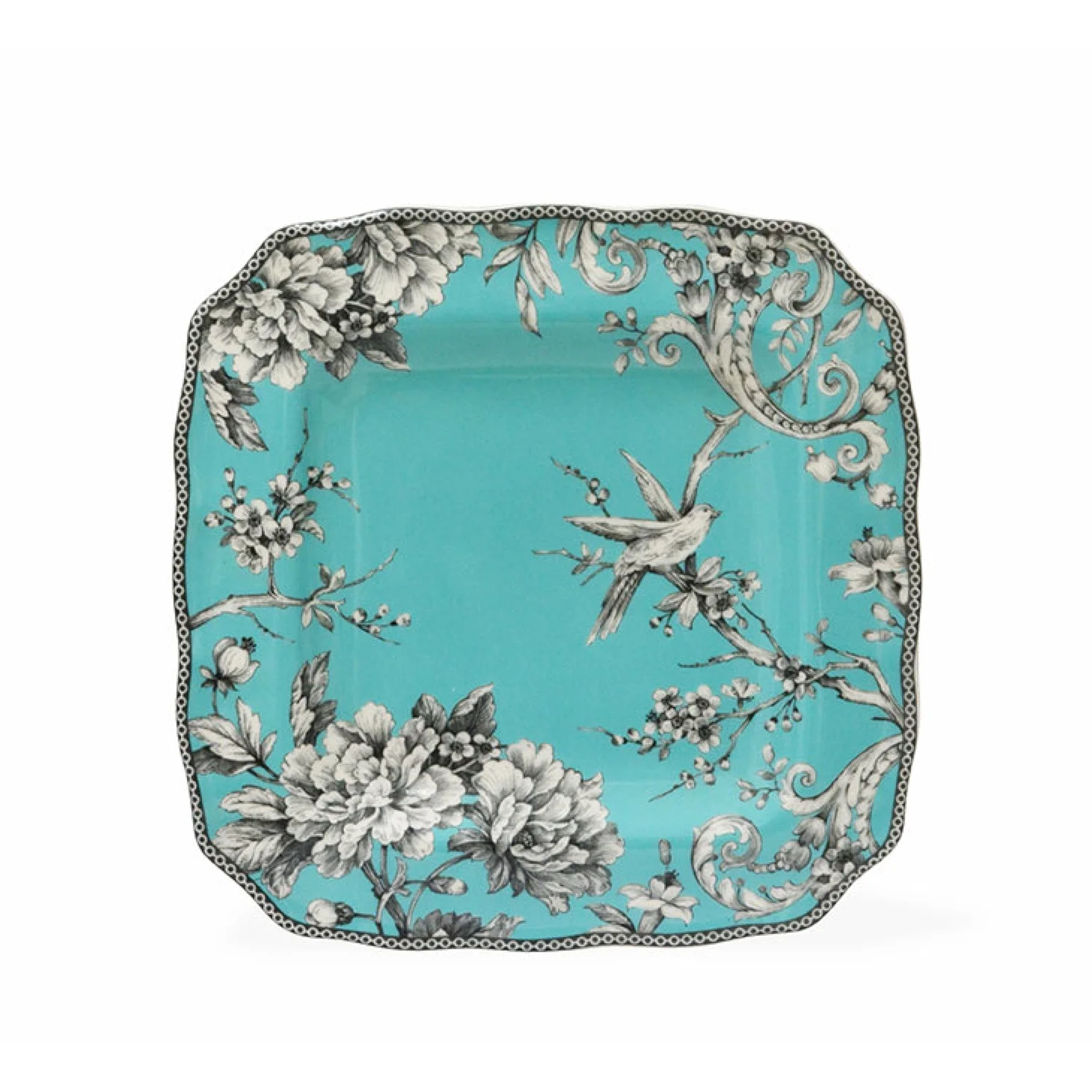 222 Fifth Adelaide Round 16-Piece Porcelain Dinnerware Set, Black Toile