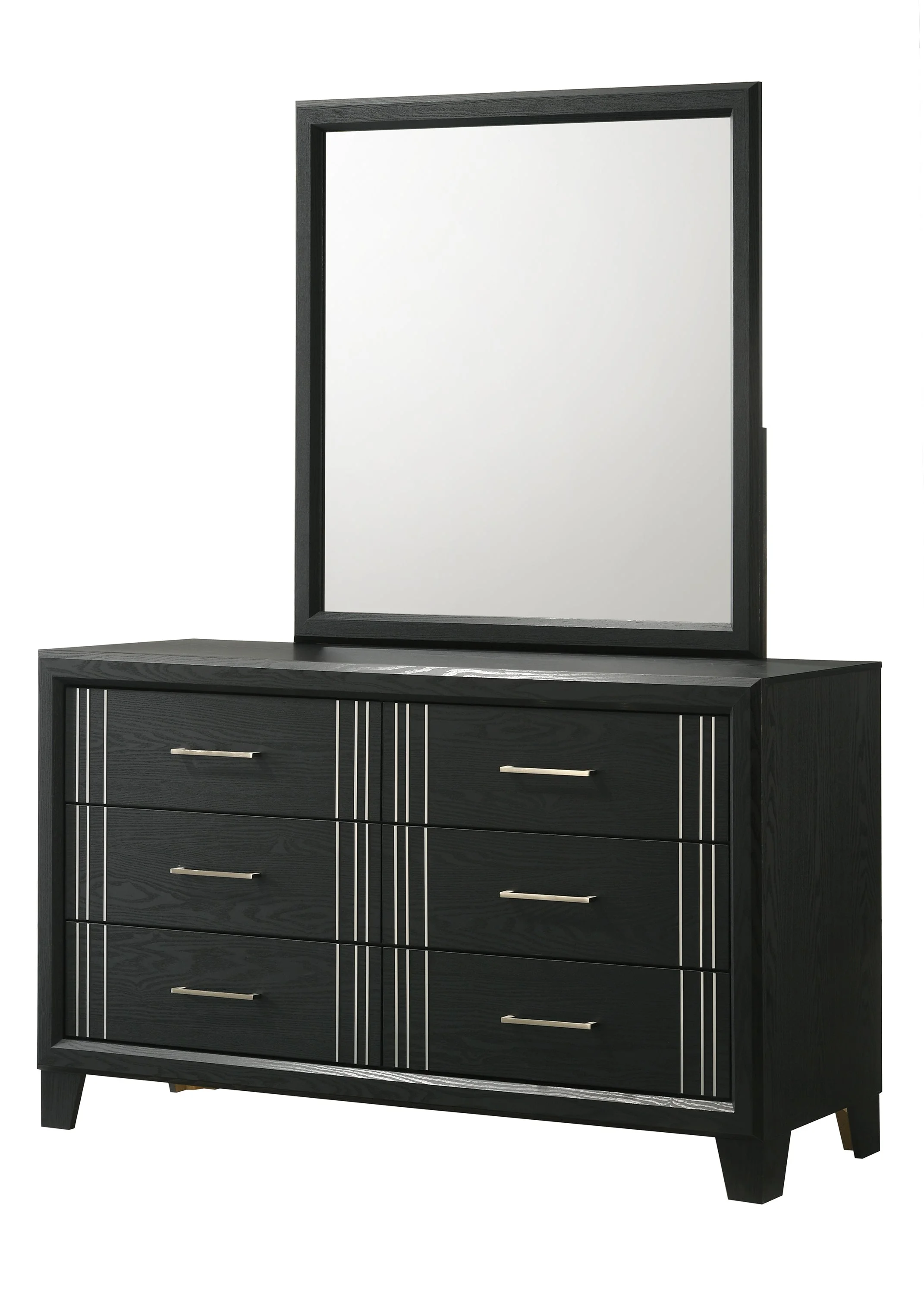 Beautiful Charcoal Finish Full Panel Bed Dresser Mirror 3pc Bedroom Set