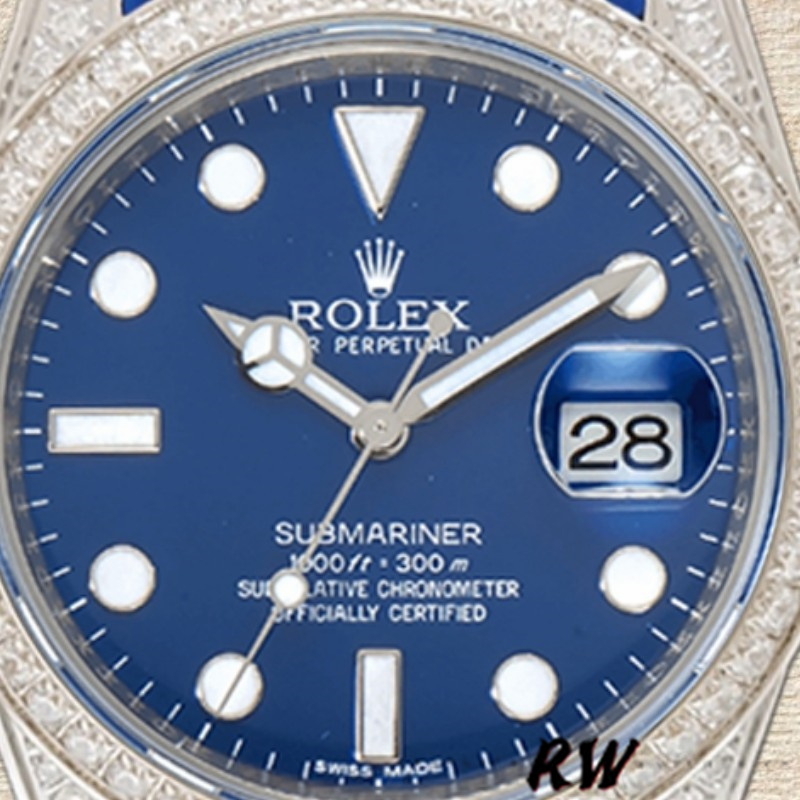 【Super Clone】Rolex Submariner 116610 Blue Dial Blue Rubber strap 40mm Mens Replica Watch