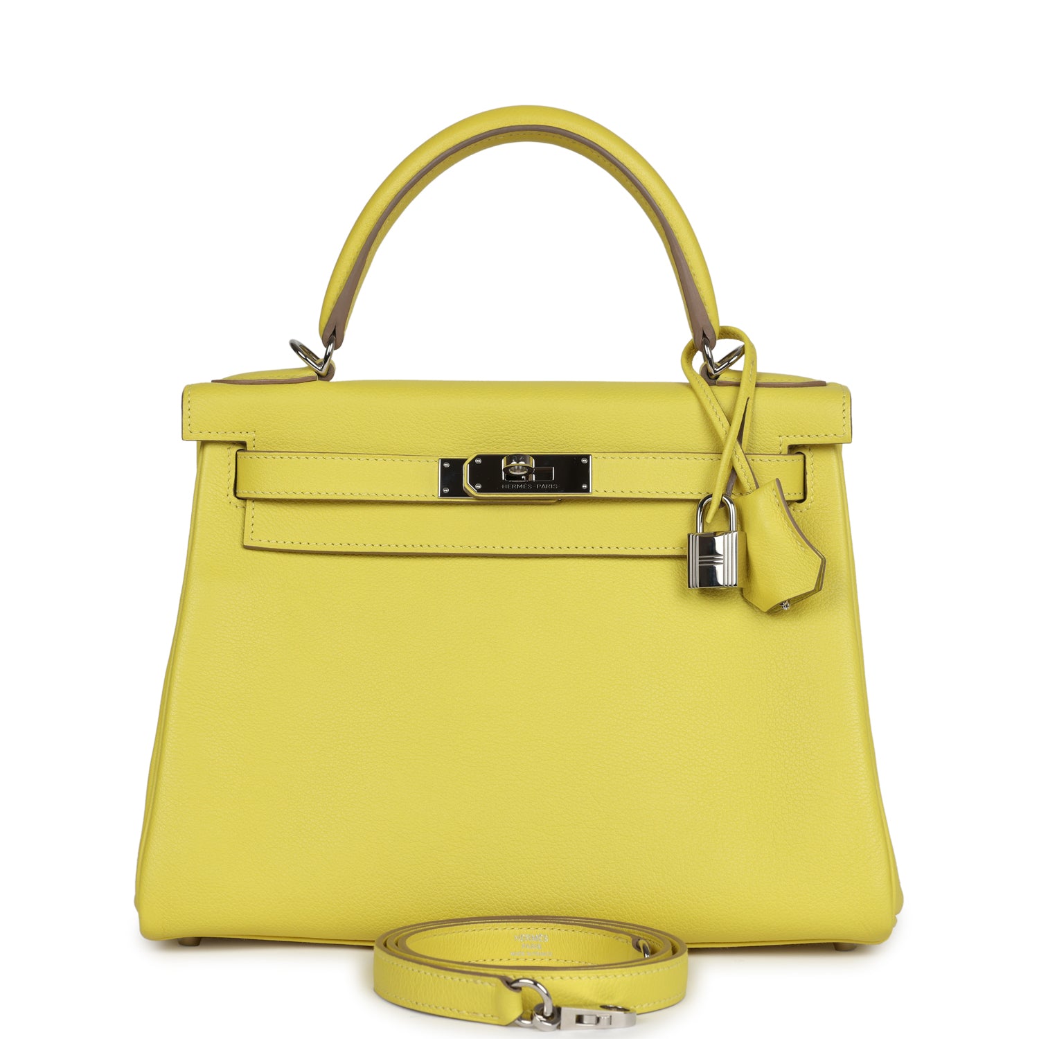 Kelly Retourne 28 Lime Evercolor Palladium Hardware
