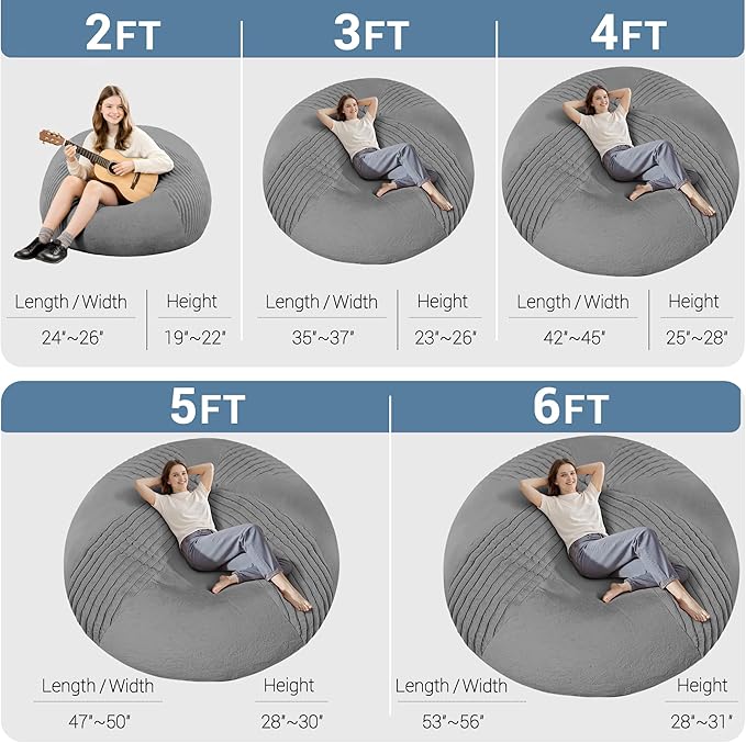 BUBBLEBEAN 2FT Bean Bag Chairs Teardrop Beanbag Chair