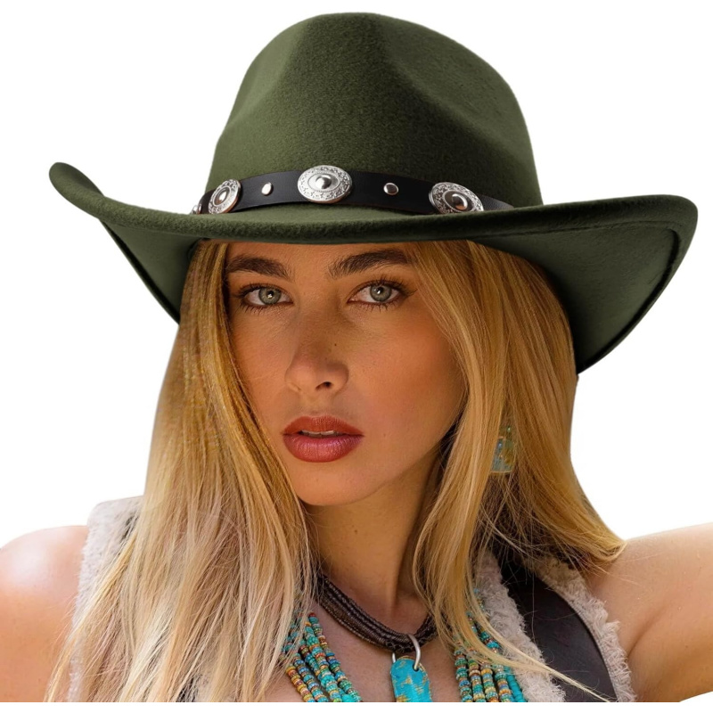 Women Men Classic Felt Wide Brim Western Cowboy
