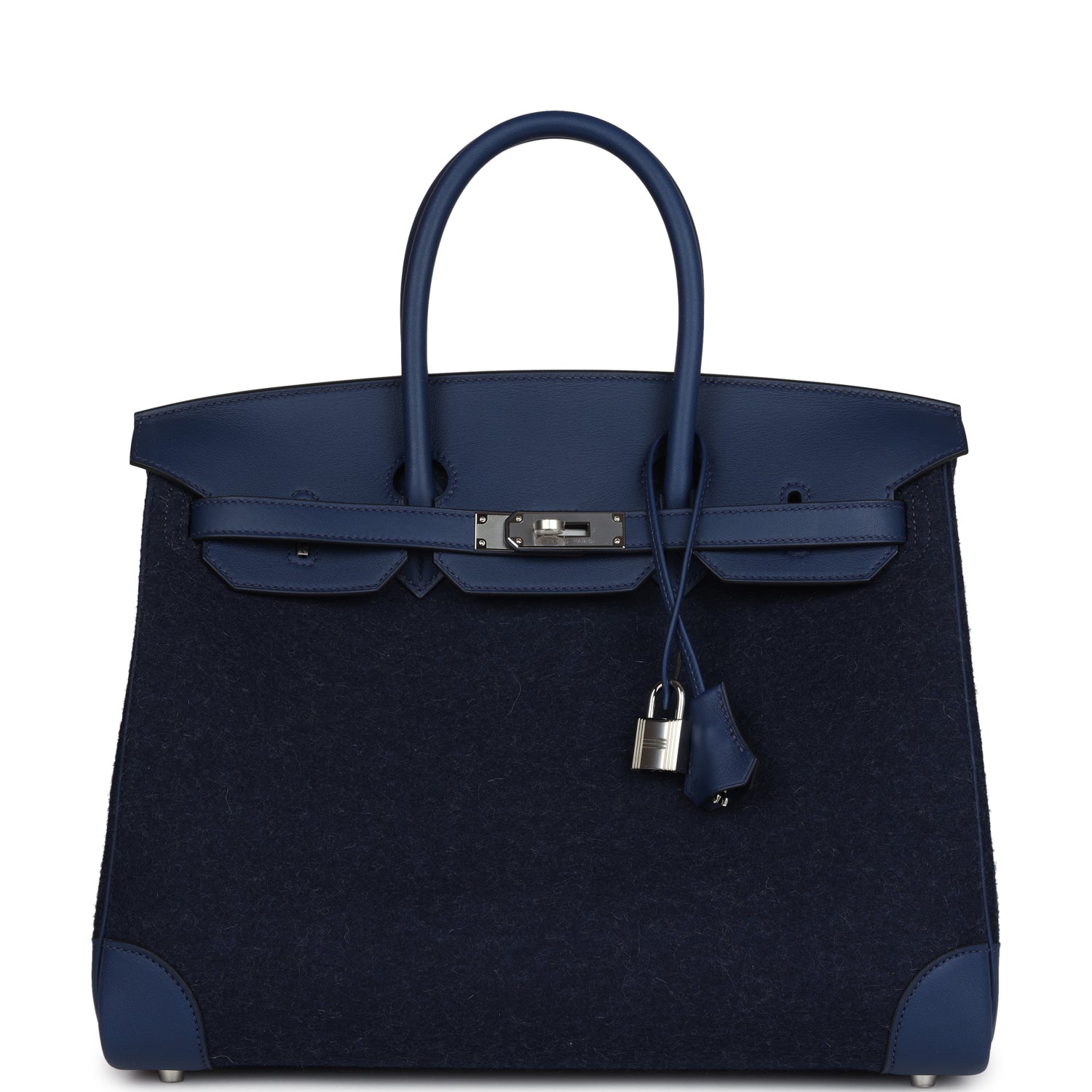 Birkin 35 Bleu Nuit Feutre Wool and Bleu De Malte Swift Palladium Hardware