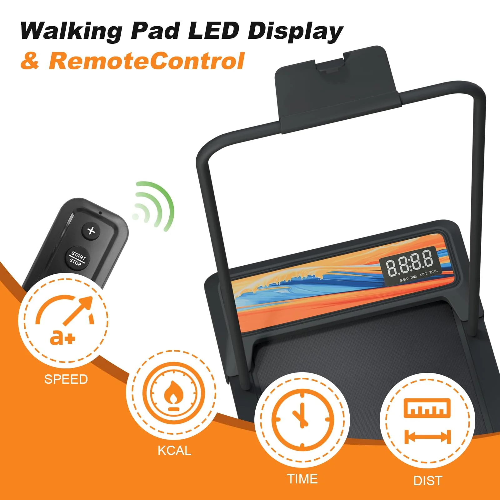 Chiccushion Walking Pad Treadmill Under Desk with Handle for Home, 2.5HP Portable Walking Treadmill with Remote Control, 300 Lbs Capacity, LED Display
