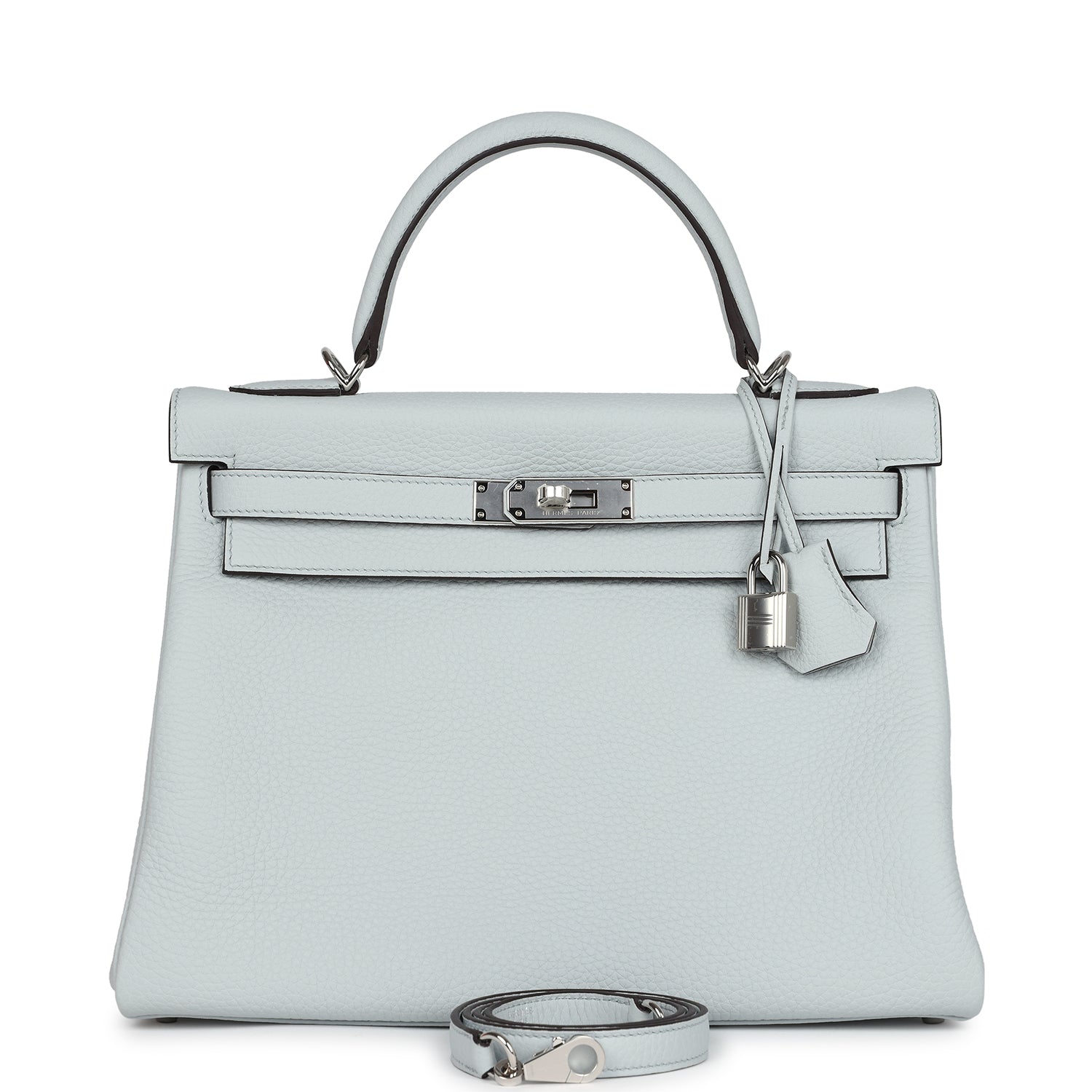 Kelly Retourne 32 Bleu Pale Clemence Palladium Hardware