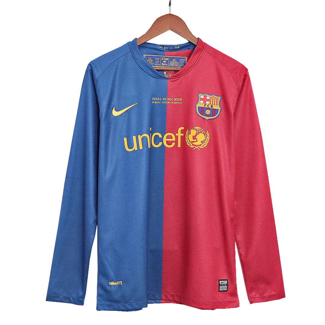 Barcelona 2008/09 Home Long Sleeve Retro Soccer Jersey - UCL Final