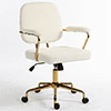 BTMWAY Office Chair, Velvet Upholstered Tufted Button Home Office Chair with Golden Metal Base, Adjustable Height, Swivel Ergonomic Task Chair, Luxury Desk Chair Computer Chair, Beige