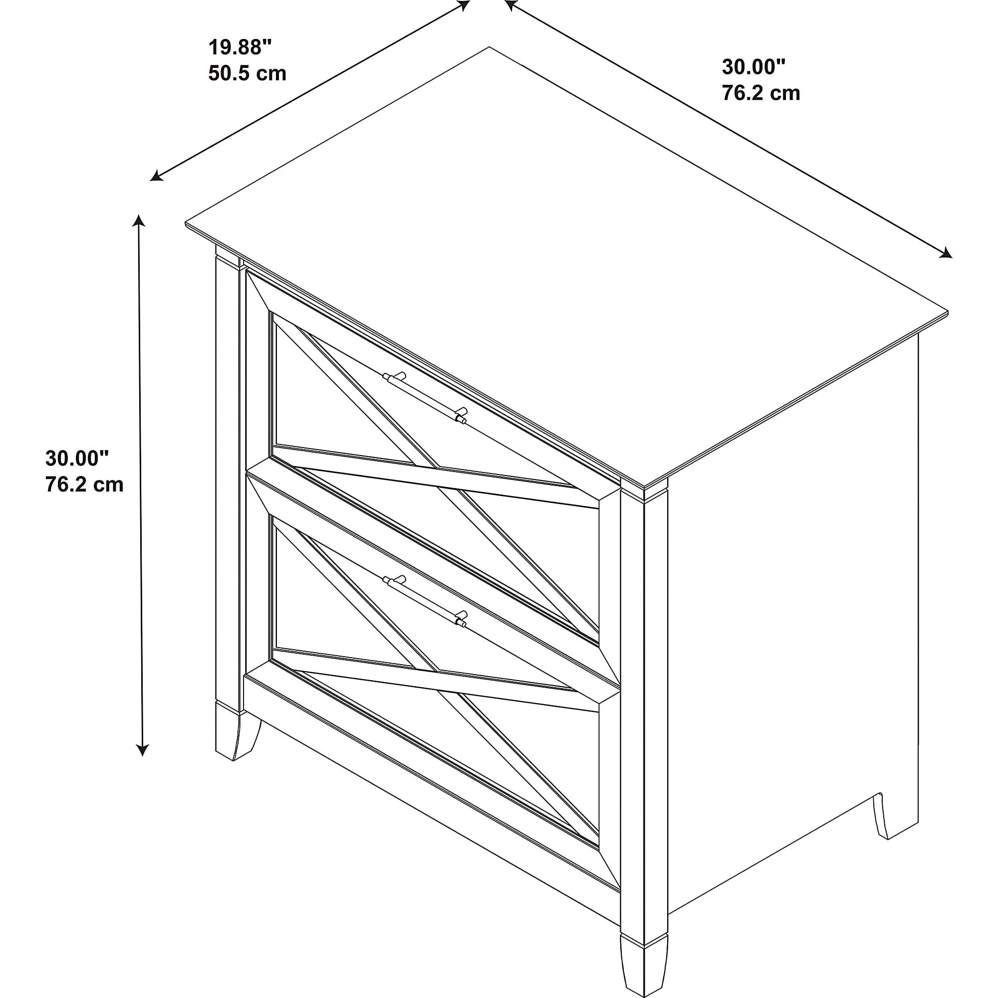 Bush Furniture Key West 2 Drawer Lateral File Cabinet in Pure White Oak