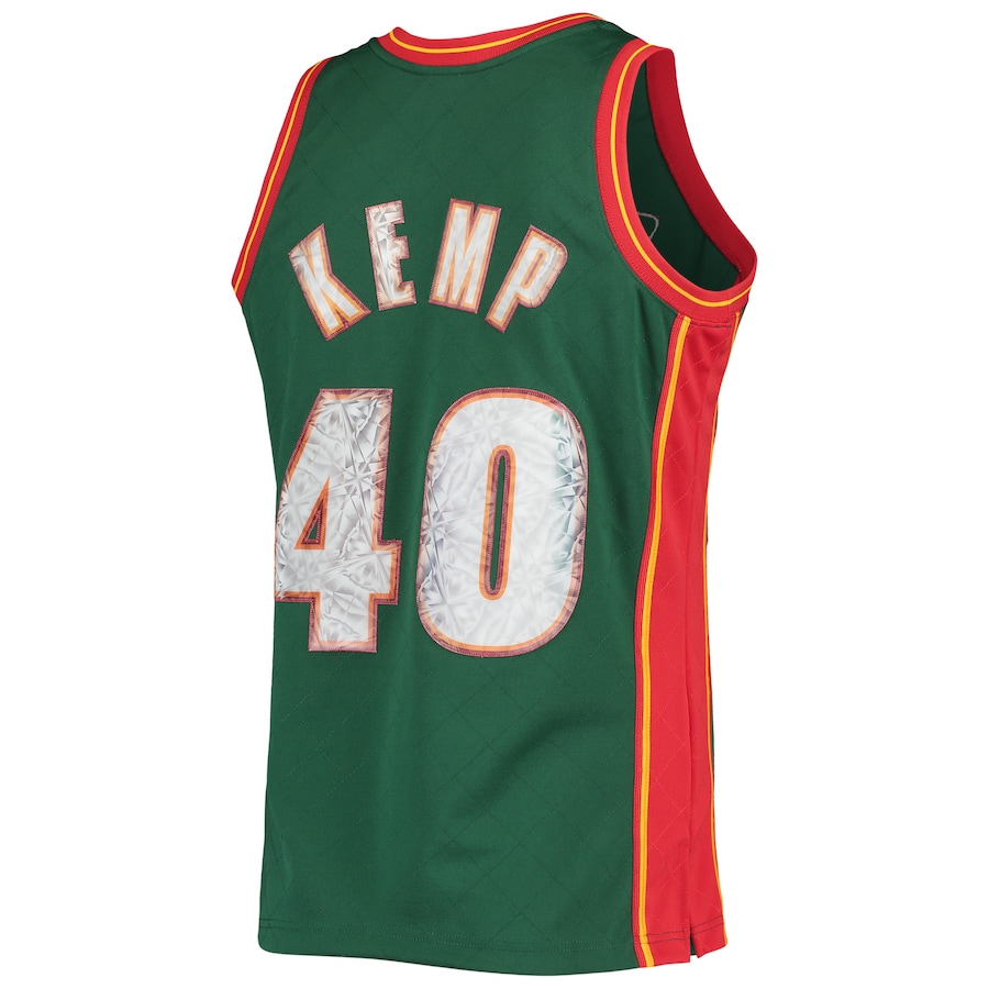 Men's Seattle SuperSonics Shawn Kemp Mitchell & Ness Green 1995/96 Hardwood Classics NBA 75th Anniversary Diamond Swingman Jersey