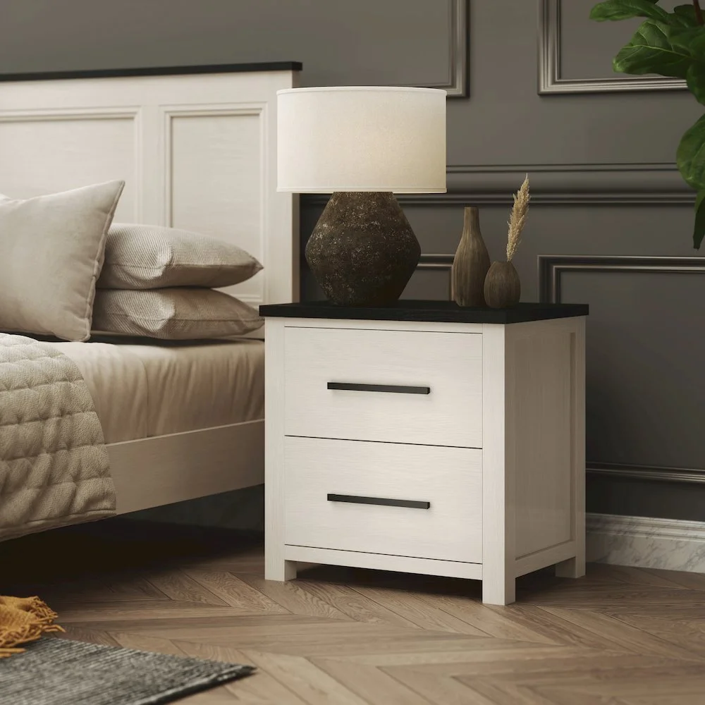 Roundhill Furniture Realynn 3-Pc Bedroom Set, King Panel Bed, 2 Nightstands