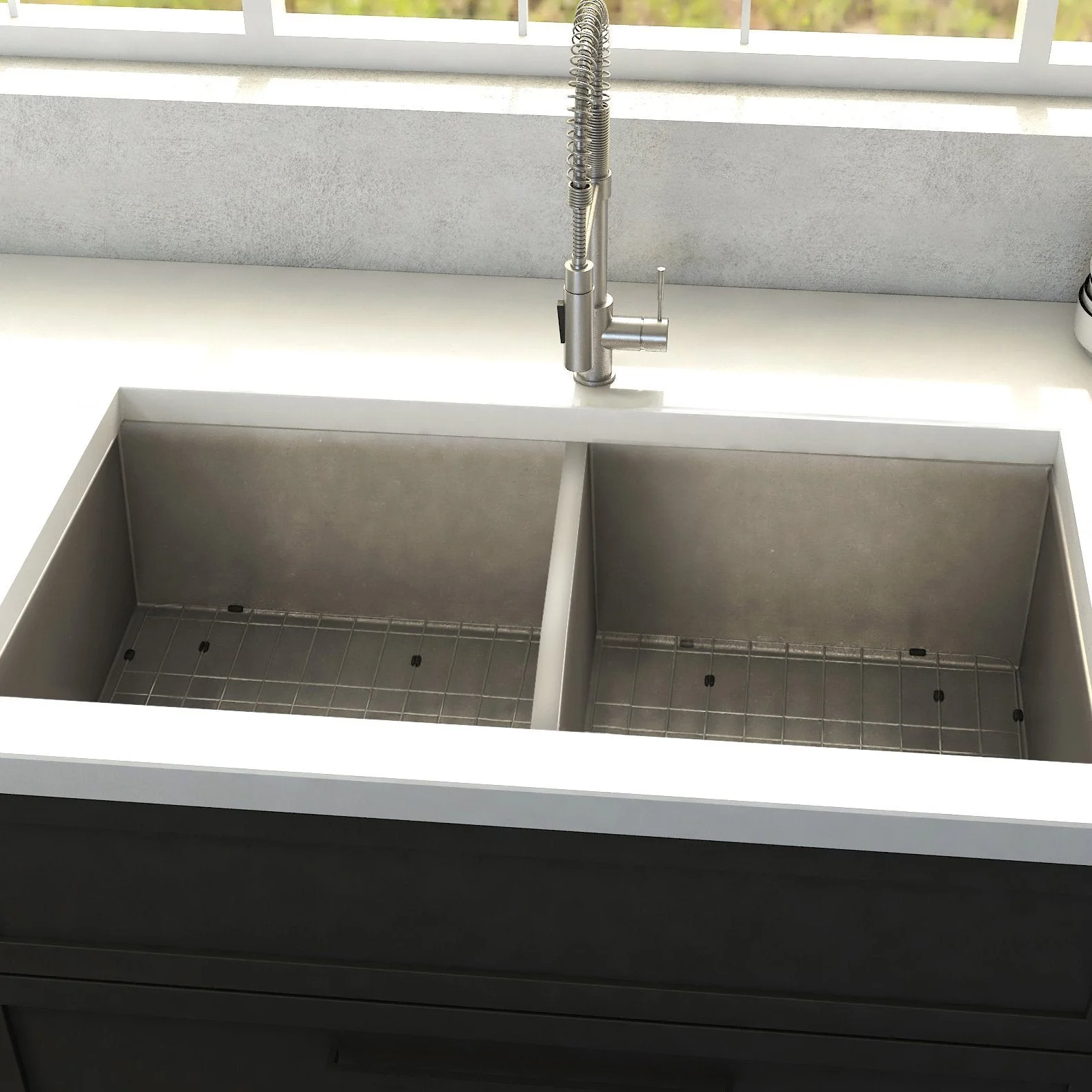 36 Inch Undermount Double Bowl Sink in Stainless Steel