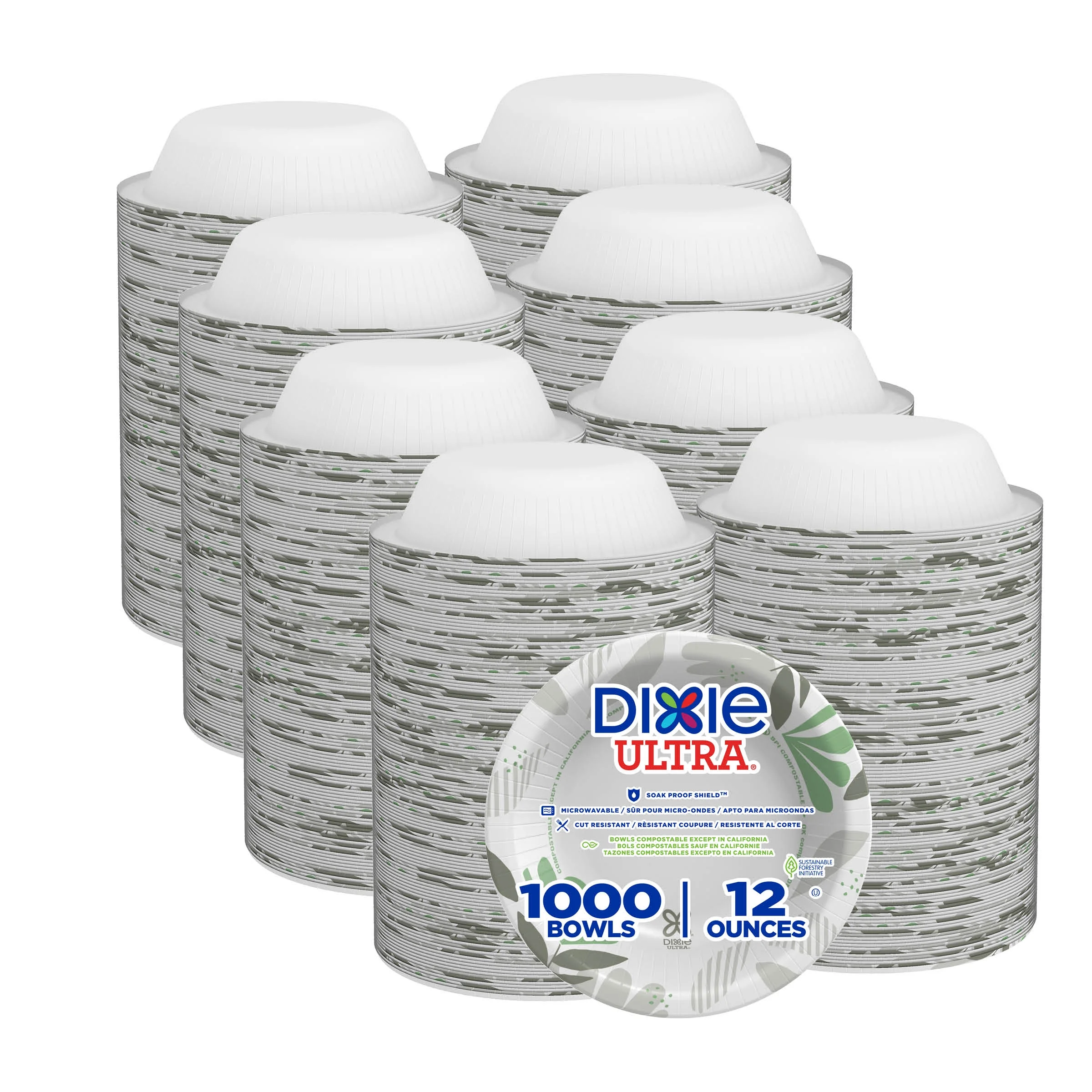 Dixie Ultra? 12 ounce Heavy-Weight Paper Bowls By GP PRO (Georgia-Pacific), Pathways?, SX12PATH (Case), 1000 Count (125 Bowls Per Pack, 8 Packs Per Case)