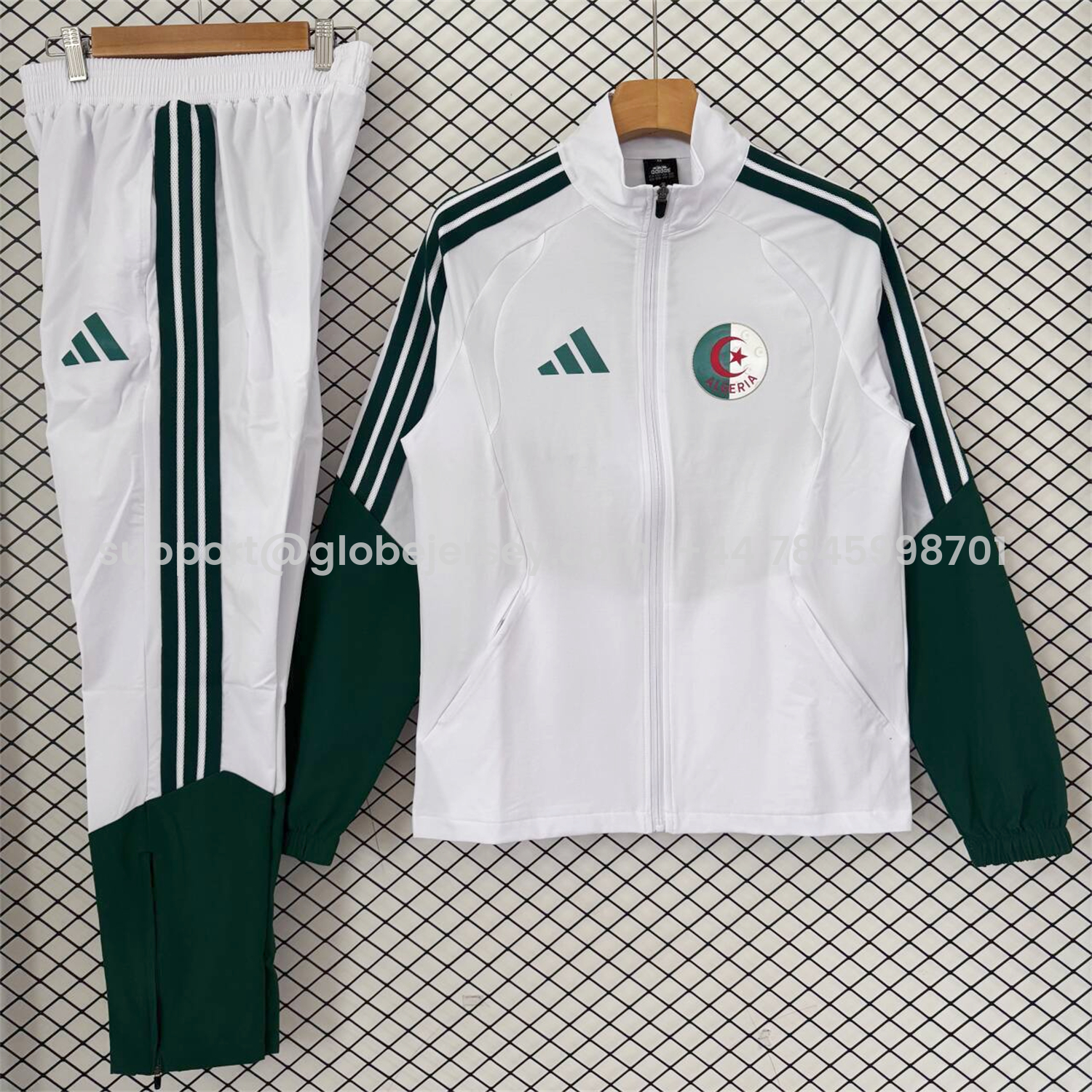 Algeria 25-26 Windbreaker Training Set - White With Black Top and Pants