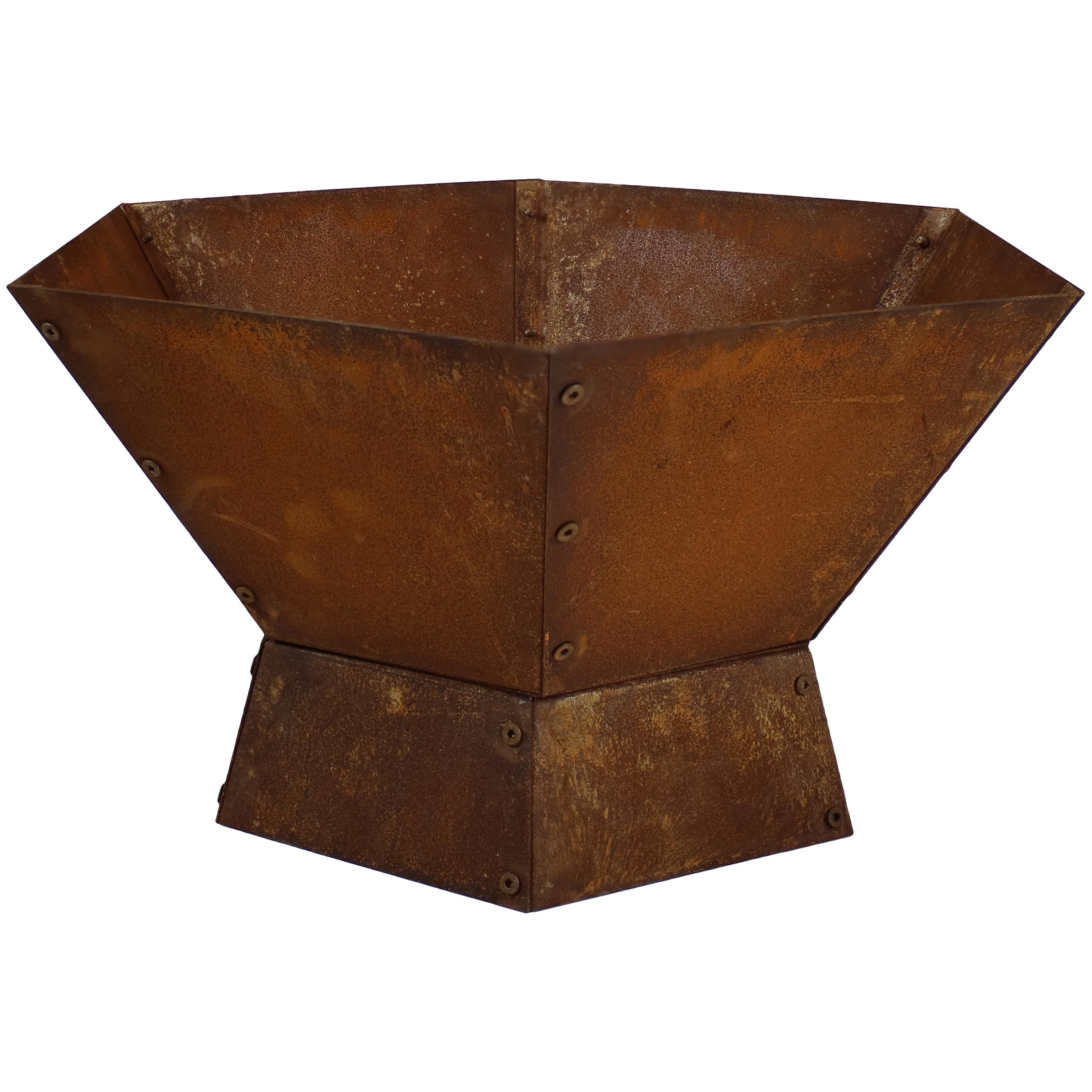 Sunnydaze Outdoor Camping or Backyard Hexagon Rustic Affinity Fire Pit Bowl on Pedestal Stand - 23