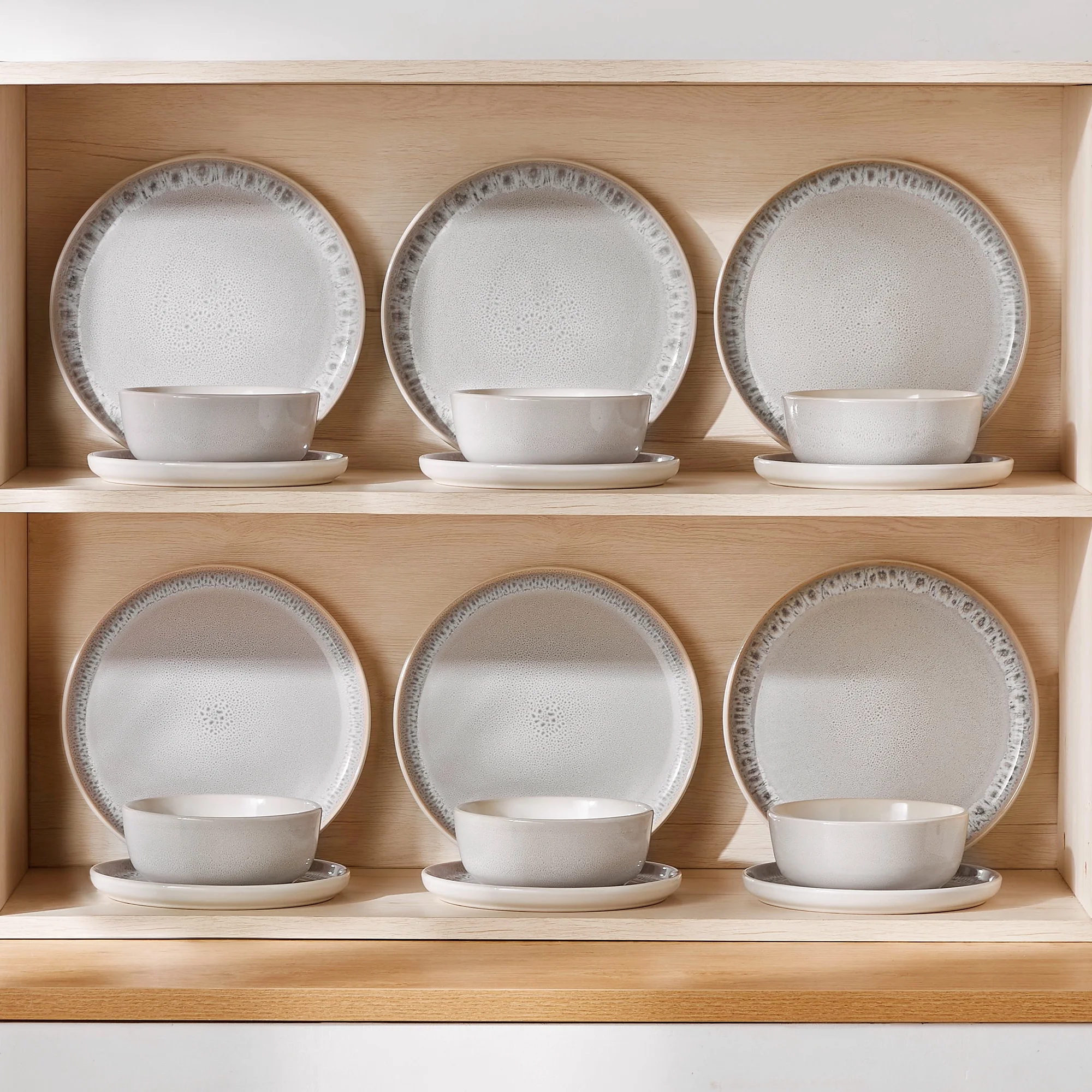 Malacasa 16 Pcs Dinnerware Sets For 4 people, Plates and Bowls Set, Stoneware Tableware Dishwasher Microwave Safe, Beige
