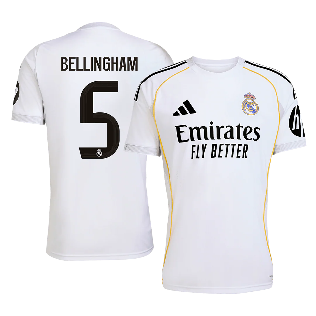 BELLINGHAM #5 Real Madrid Home Soccer Jersey 2025/26 White