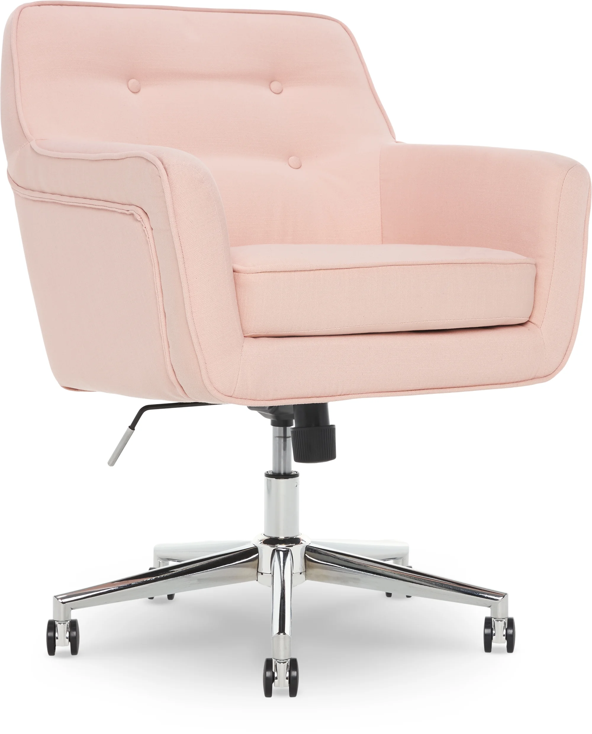 Serta Ashland Office Desk Chair, Button Tufted Mid-Back, Memory Foam Cushion, Chrome Swivel Base, Charcoal