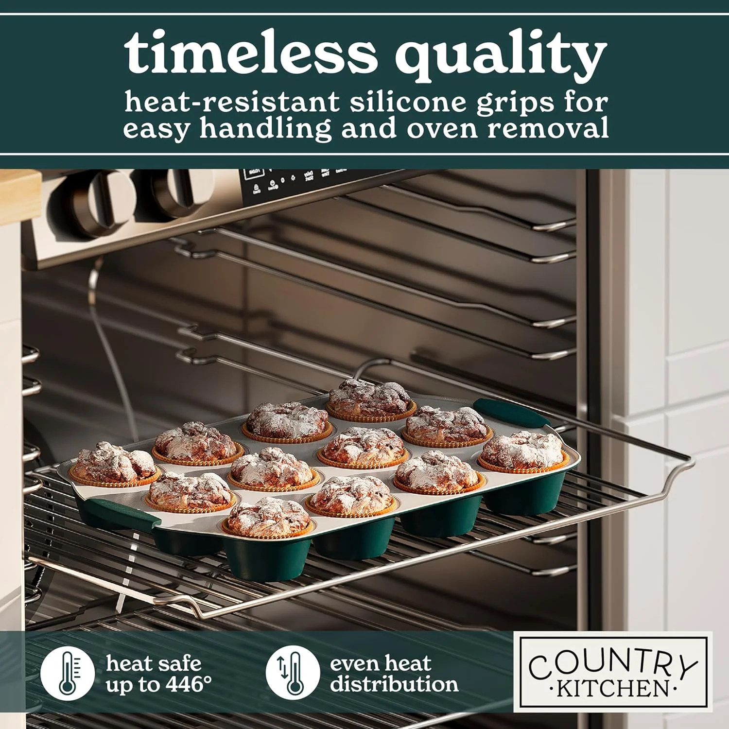 Country Kitchen 10-Piece Nonstick Bakeware Set - Stackable Pots and Pans, Black
