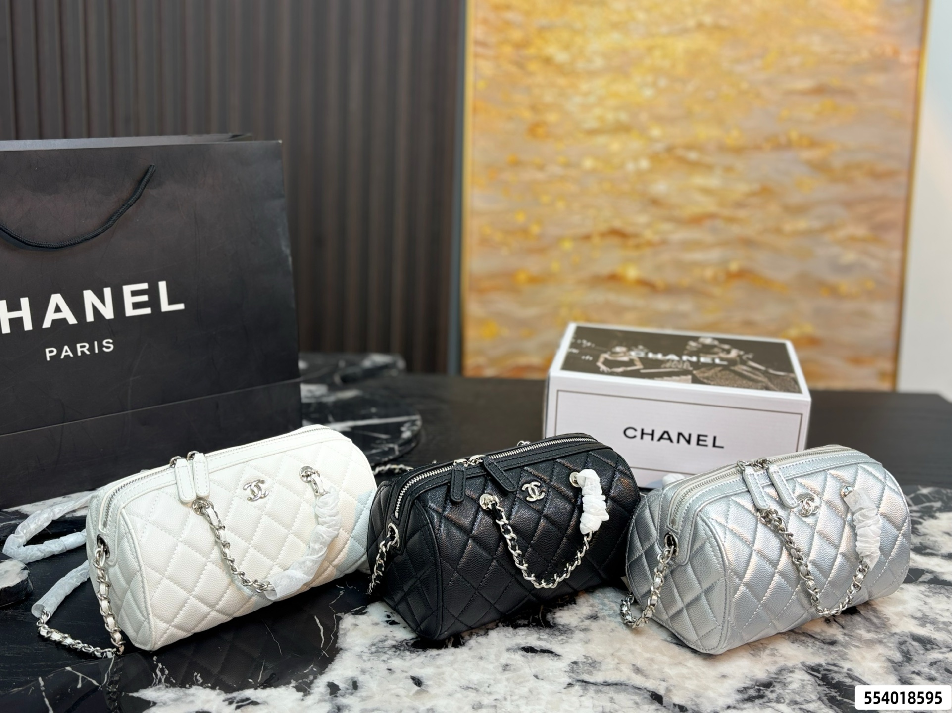 Chanel Quilted Caviar Leather Chain Camera Bag