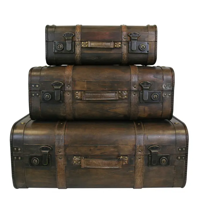 Brown Wooden Suitcase Sets