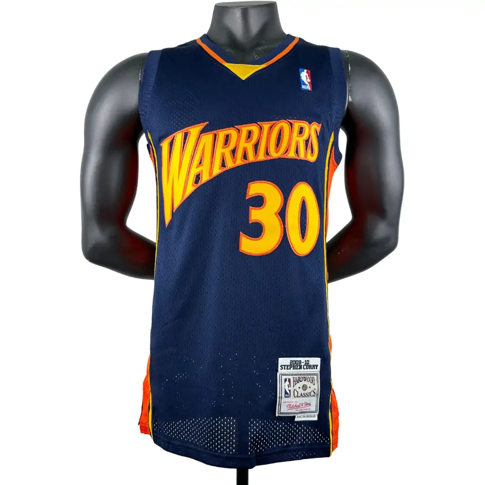 Embroidered MN Retro Jersey Warriors 09/10 Season Navy Blue No. 30 Curry