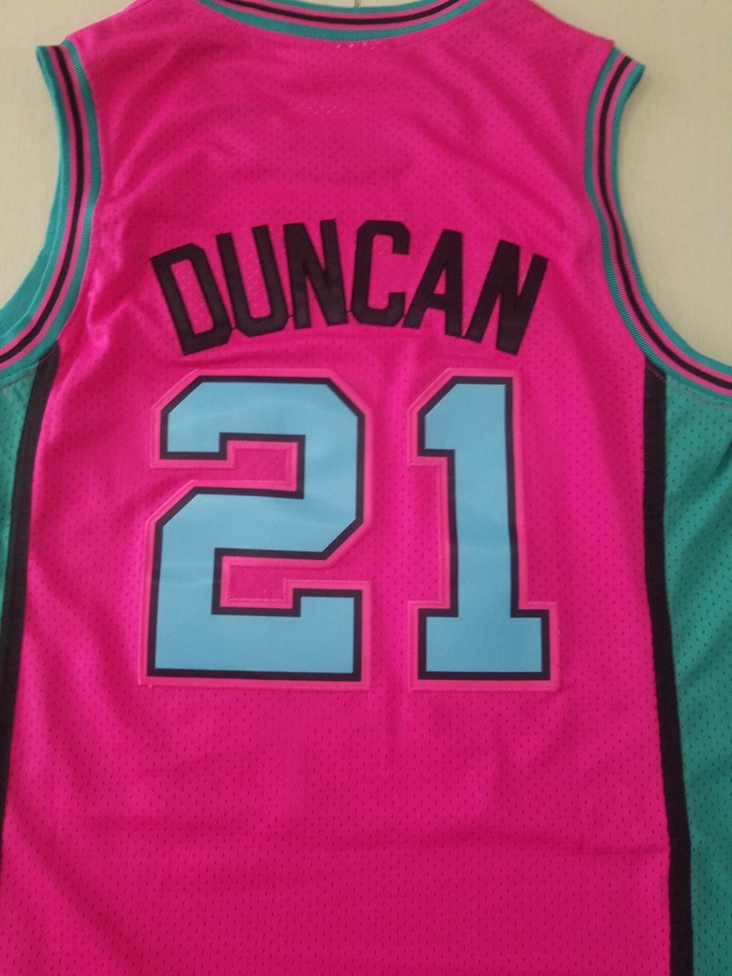 Men's San Antonio Spurs Tim Duncan Pink 1998/99 Classics Swingman  Jersey