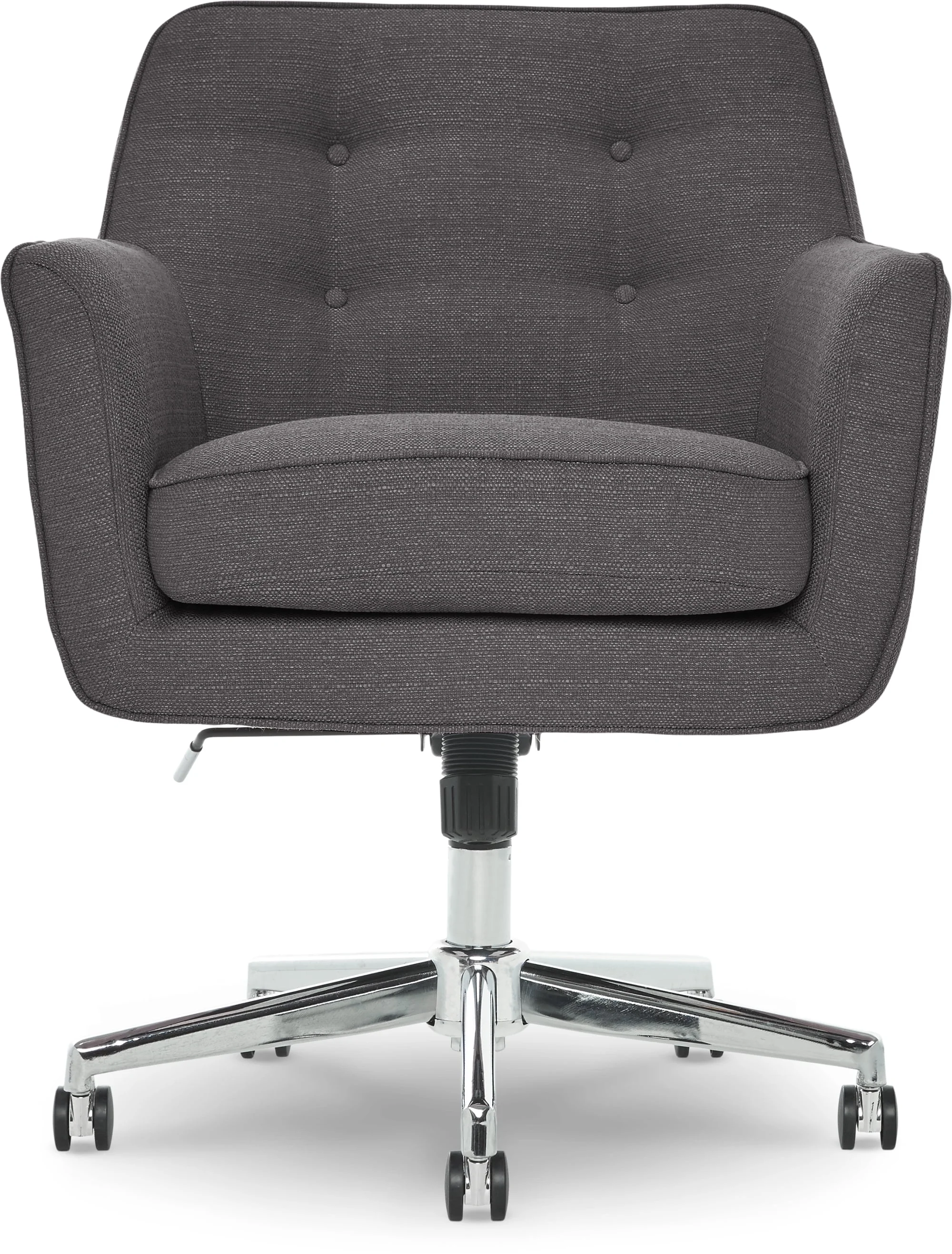 Serta Ashland Office Desk Chair, Button Tufted Mid-Back, Memory Foam Cushion, Chrome Swivel Base, Charcoal