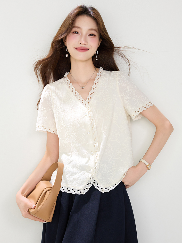 All-match short sleeve shirt relief small shirt