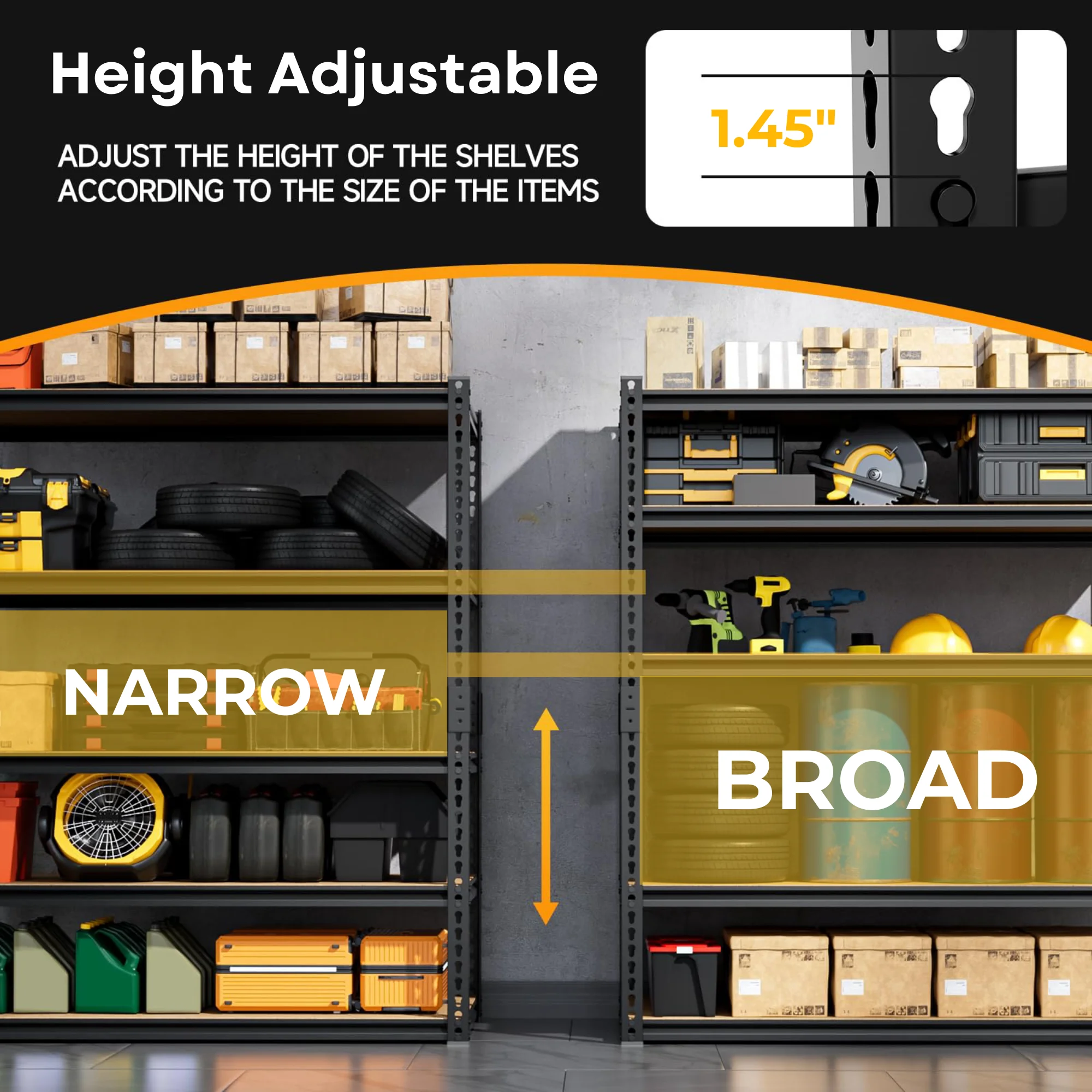TrumanPick Storage Shelves Garage Shelving Units 5 Tier Metal Heavy Duty Adjustable Shelf Rack 48