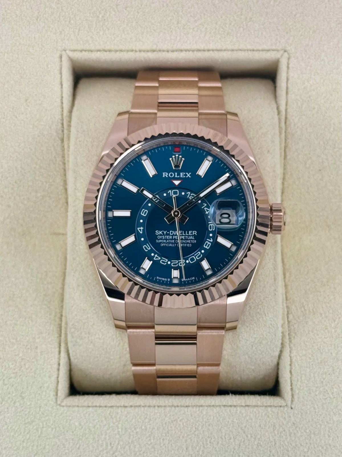 【Super Clone】RLX  Sky-Dweller 42mm Rose Gold Blue Dial Oyster - 336935