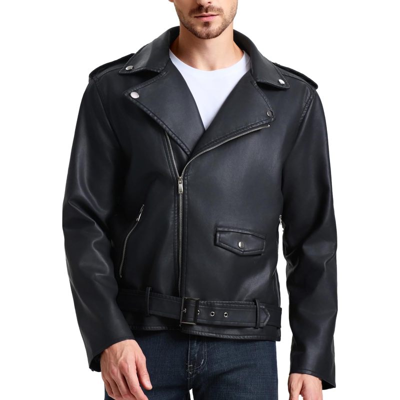 Men's Leather Jackets, Faux Bomber Jacket for Men