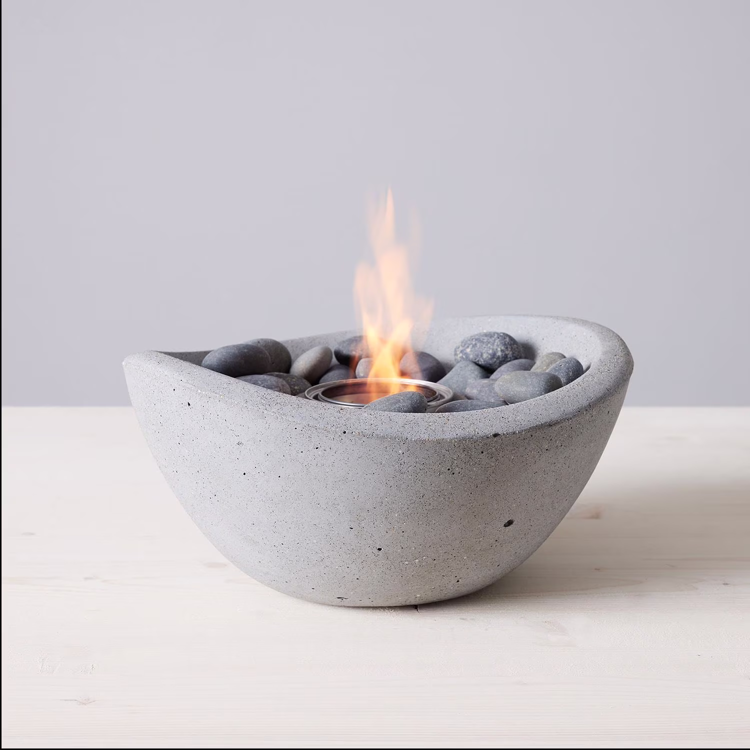 TerraFlame Wave Table Top Fire Bowl Gel Fuel - Stone Cast - Graphite