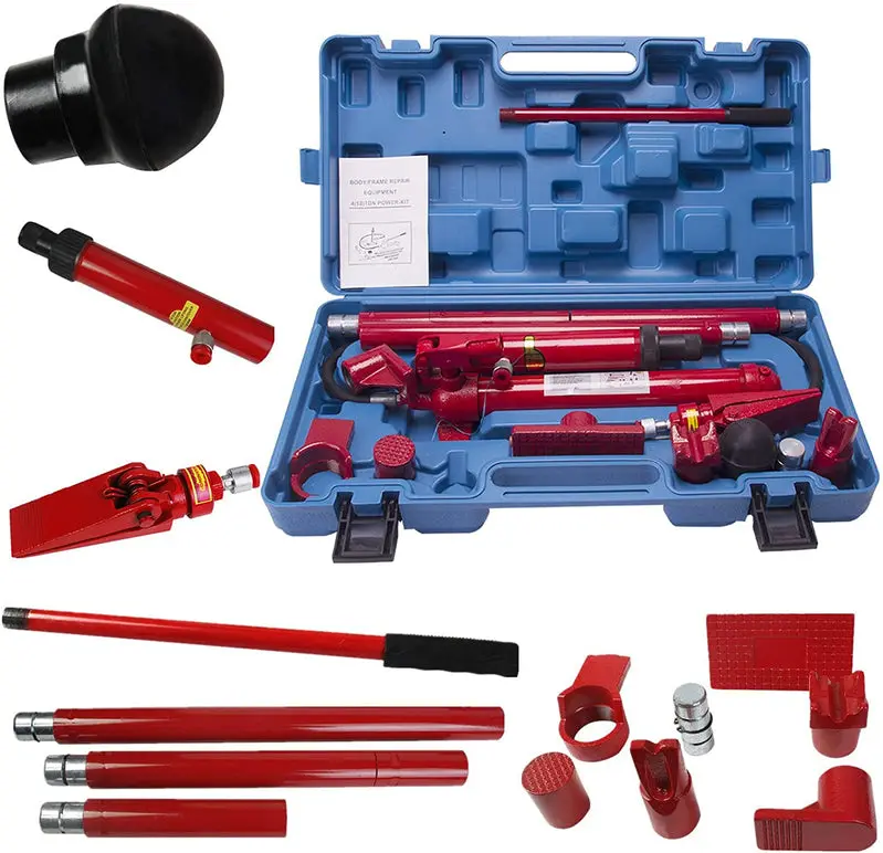 10-Ton Porta Power Hydraulic Jack Repair Kit – Complete Auto Body Frame & Ram Tool Set with Air Pump