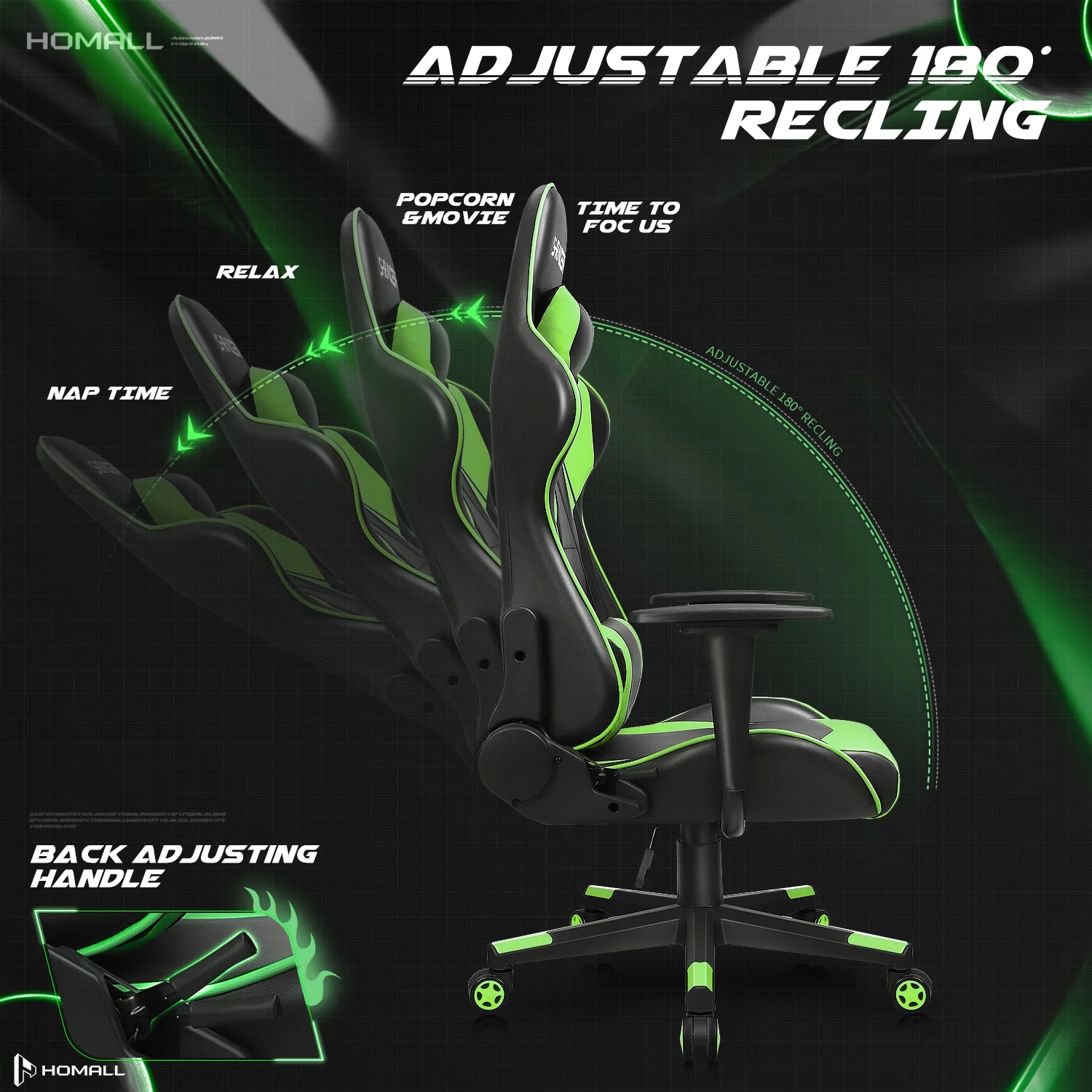 Homall Gaming Chair Office Chair High Back Computer Chair Leather Desk Chair Racing Executive Ergonomic Adjustable Swivel Task Chair with Headrest and Lumbar Support, Purple