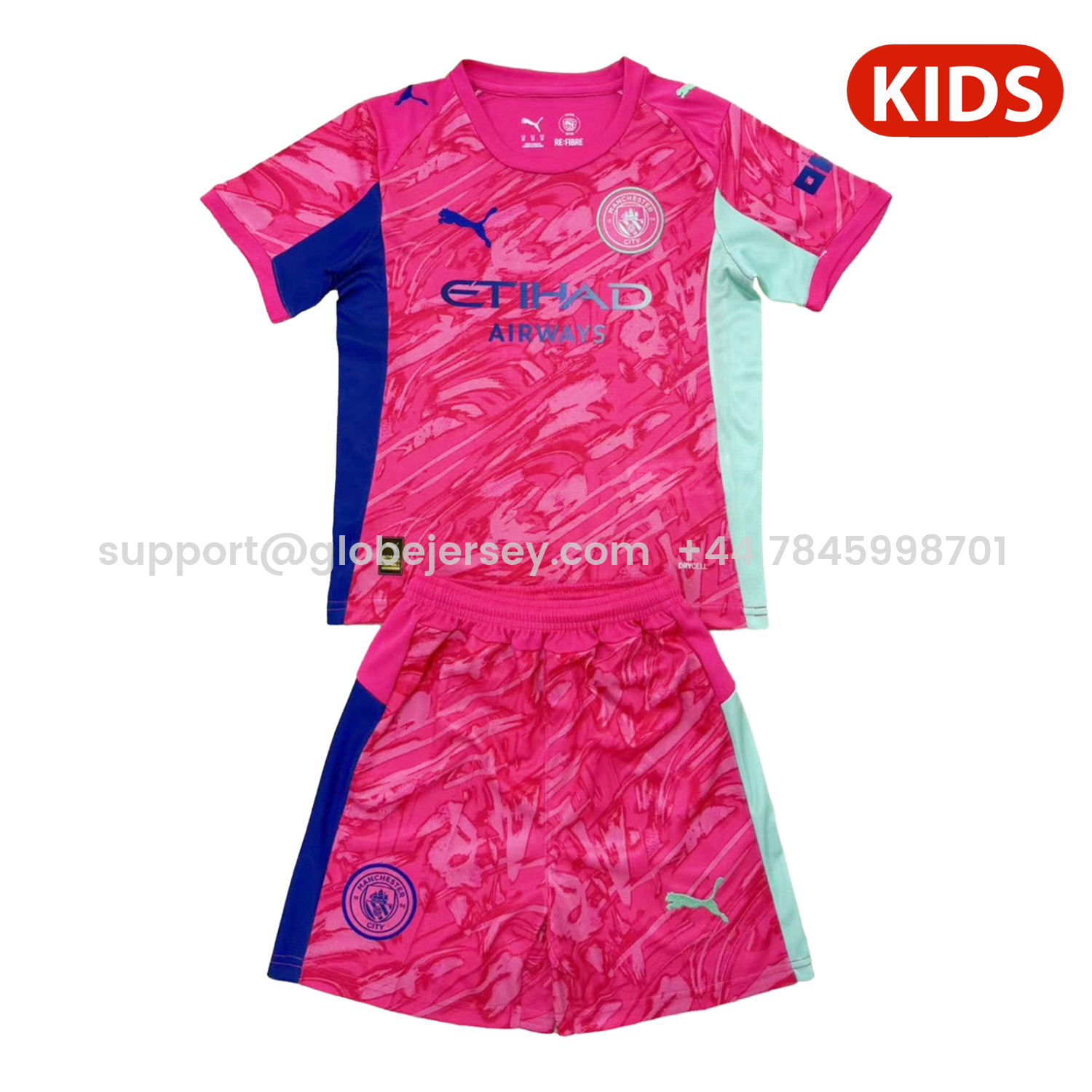 Manchester City 25-26 Pink Red Goalkeeper Kids Kit
