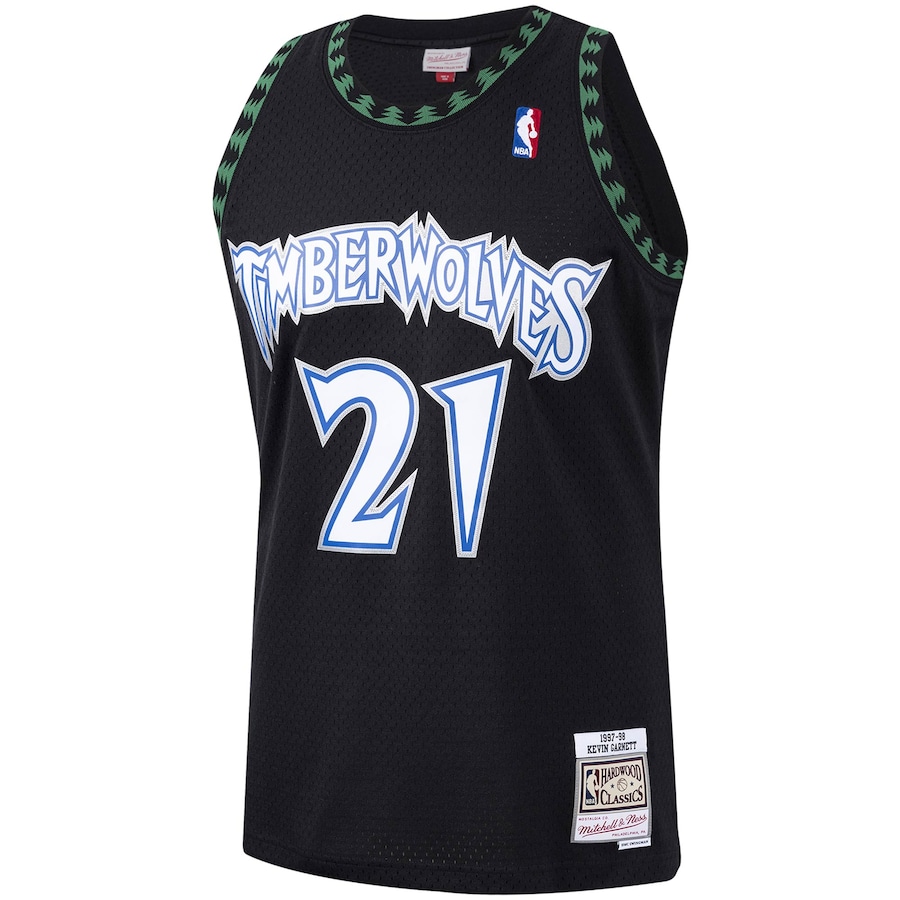 Men's Minnesota Timberwolves Kevin Garnett Mitchell & Ness Black Hardwood Classics Swingman Jersey