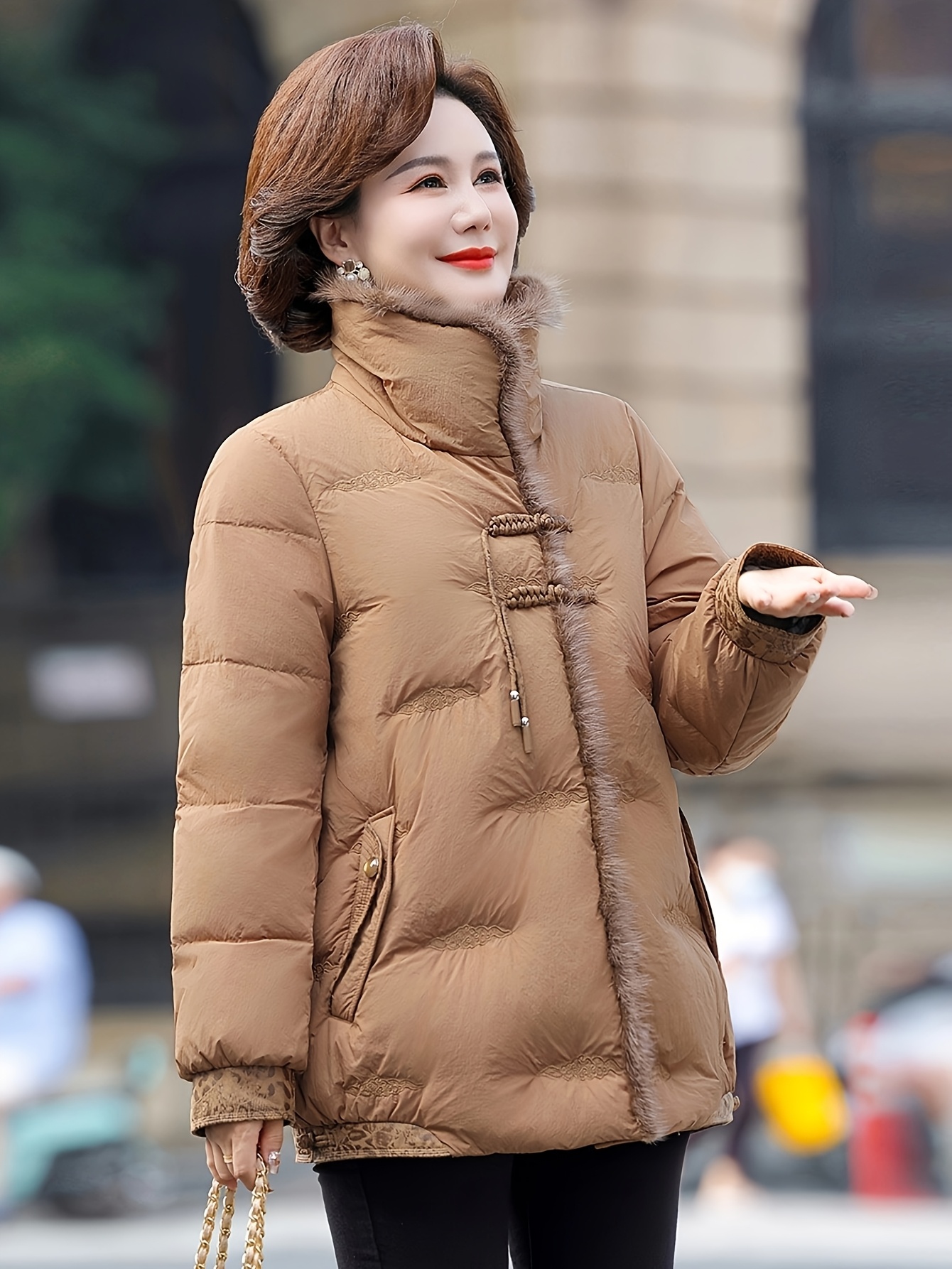 Women’s Winter Casual Polyamide 100% Long Sleeve Solid Color Fashion Puffer Coat