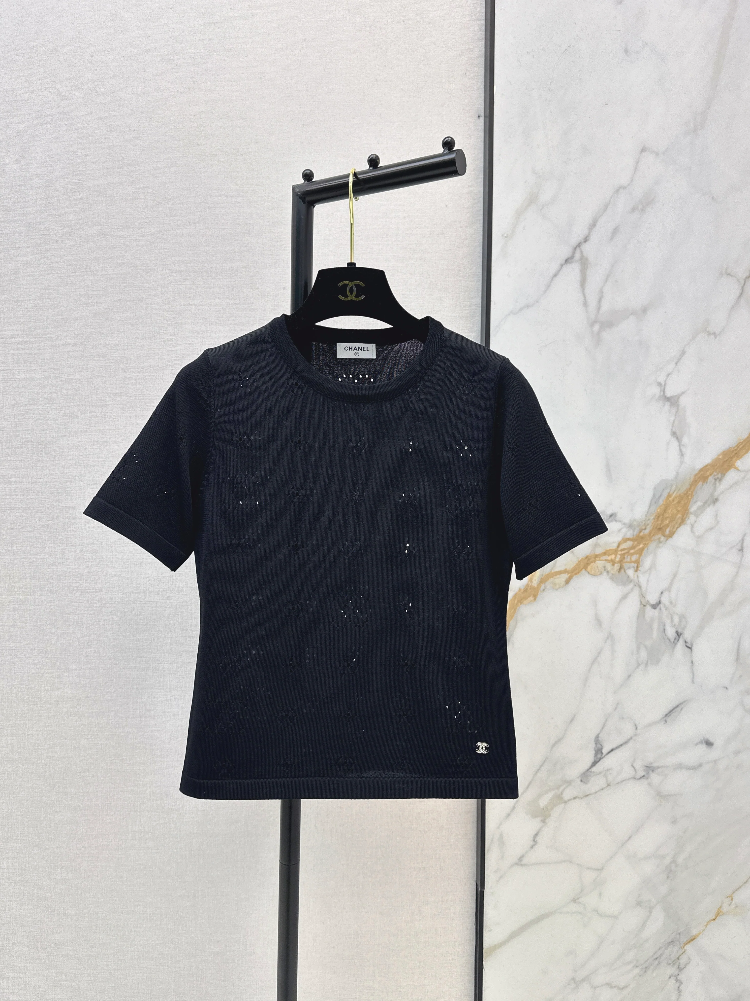 26SS New Hollow-out Short-sleeved Knitwear